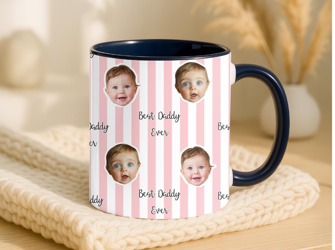 Best Daddy Ever Custom Baby Face Mug | Personalized Photo Mug for Dad | Cute Gift from Baby | New Dad Father’s Day Mug | First Time Dad Gift