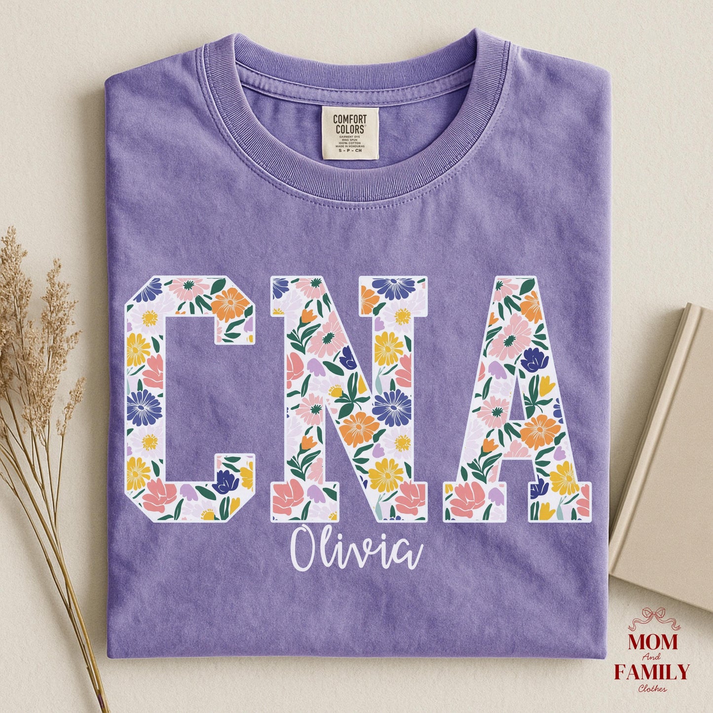 CNA Sweatshirt and Shirt with Name, Certified Nursing Assistant Floral Crewneck, Personalized Nurse Gift, CNA Appreciation Pullover