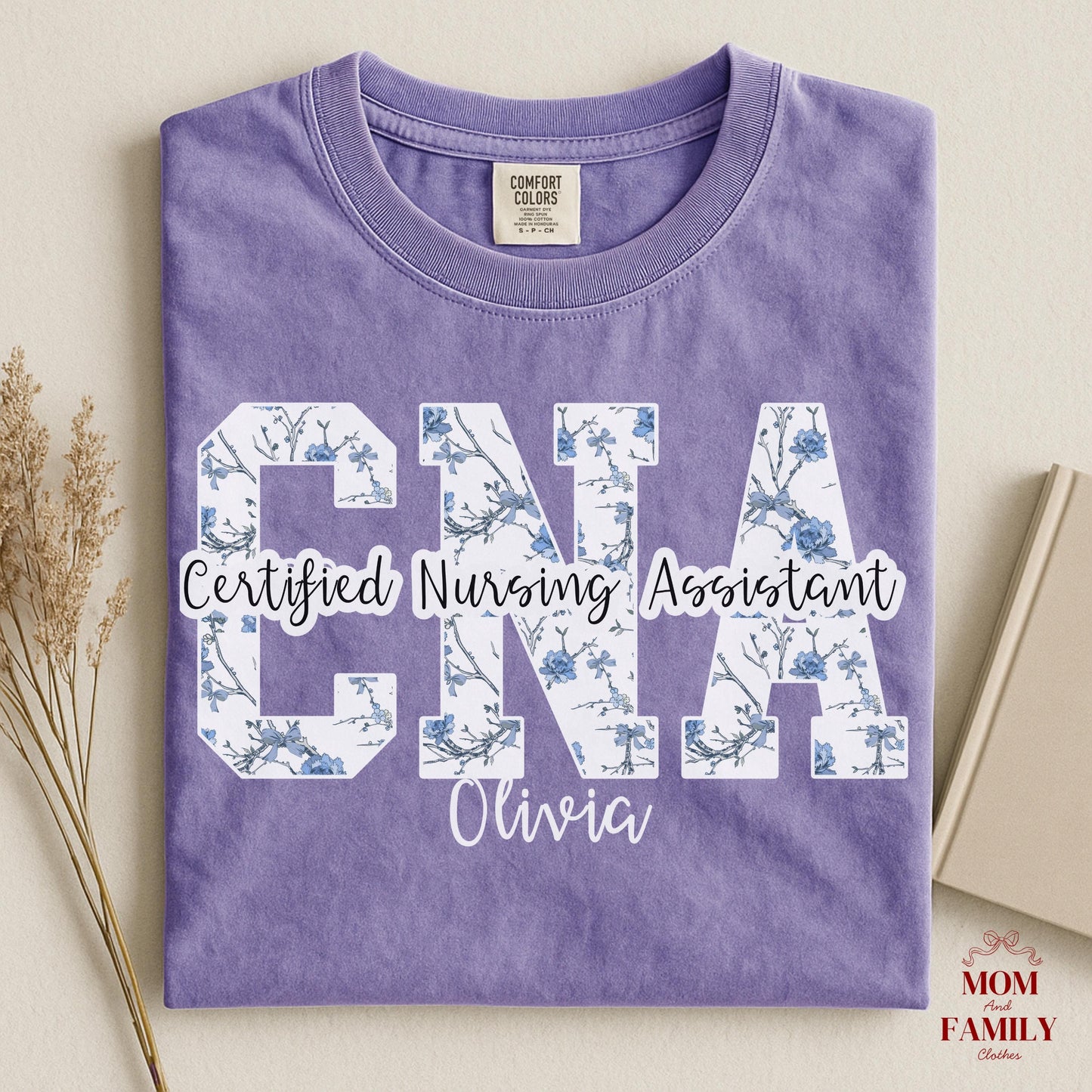 CNA Sweatshirt and Shirt with Name, Certified Nursing Assistant Floral Crewneck, Personalized Nurse Gift, CNA Appreciation Pullover