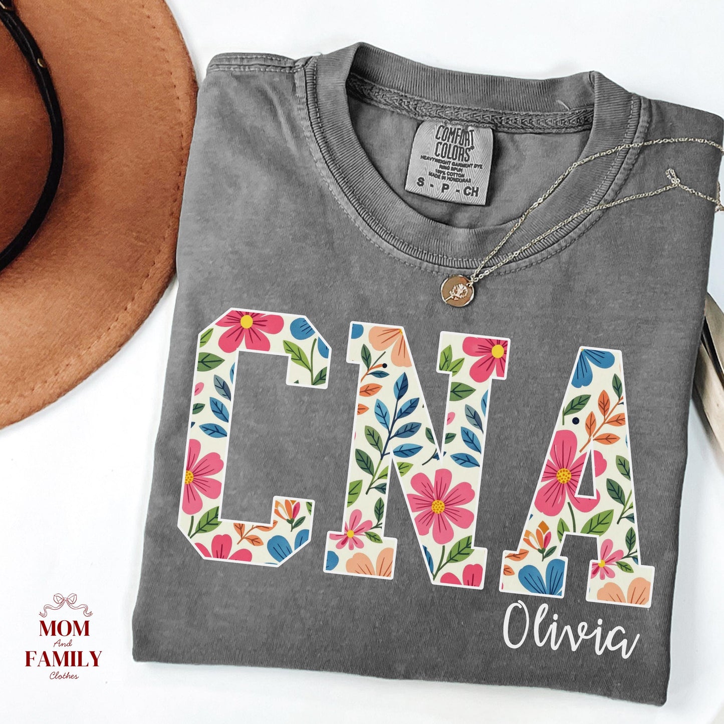 CNA Sweatshirt and Shirt with Name, Certified Nursing Assistant Floral Crewneck, Personalized Nurse Gift, CNA Appreciation Pullover