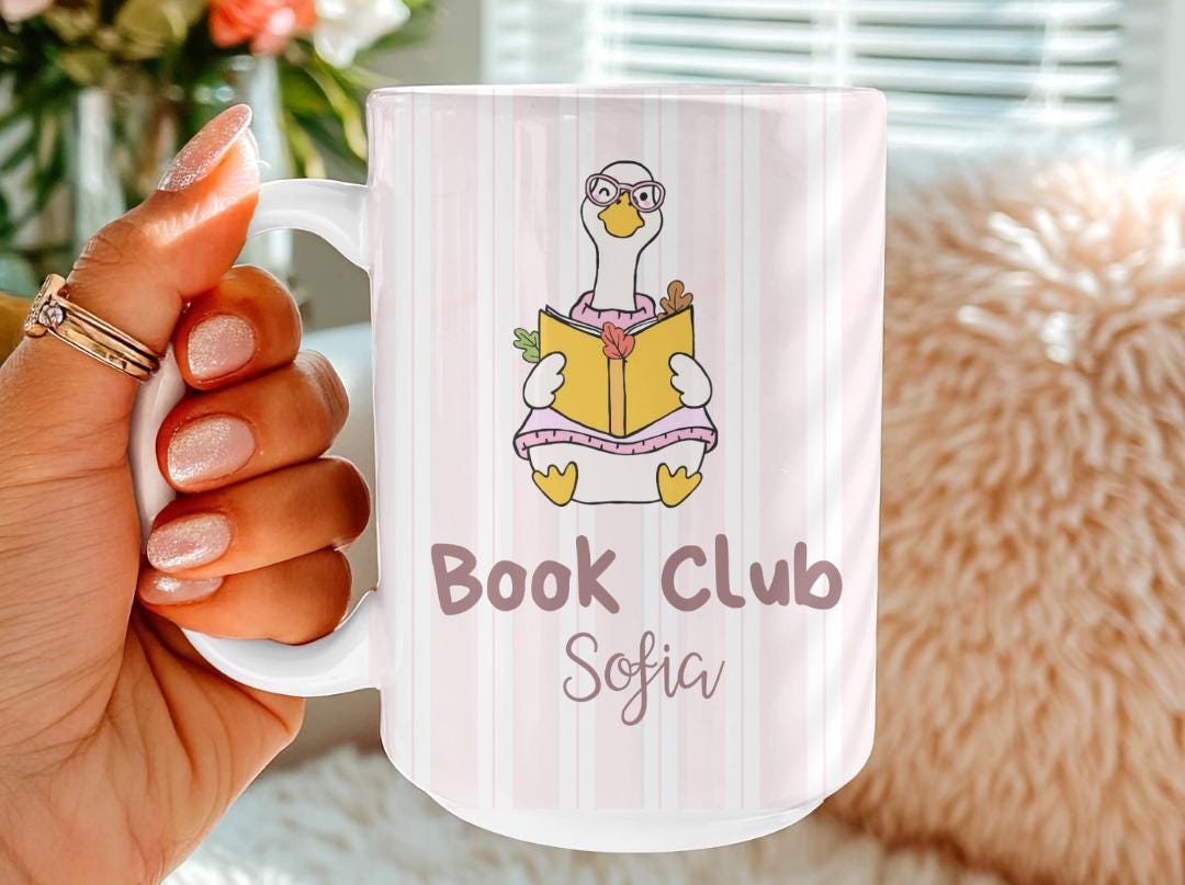 Silly goose book mug personalized