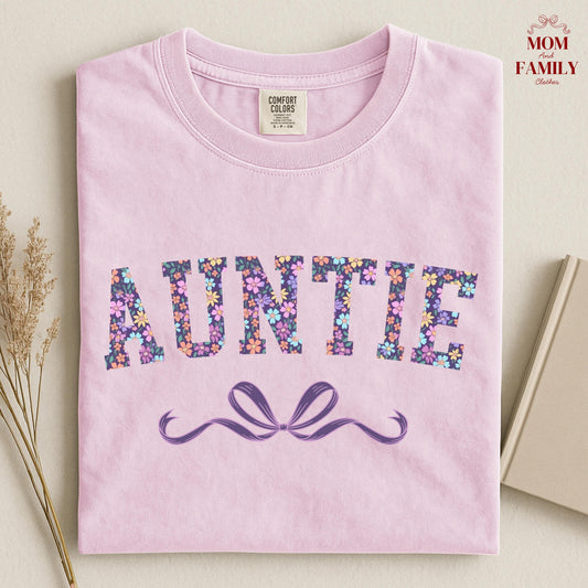 Auntie Sweatshirt With Bow, New Aunt Gift Idea, Pregnancy Announcement Sweater, Christmas Gift For Aunt, Cute Coquette Auntie Shirt
