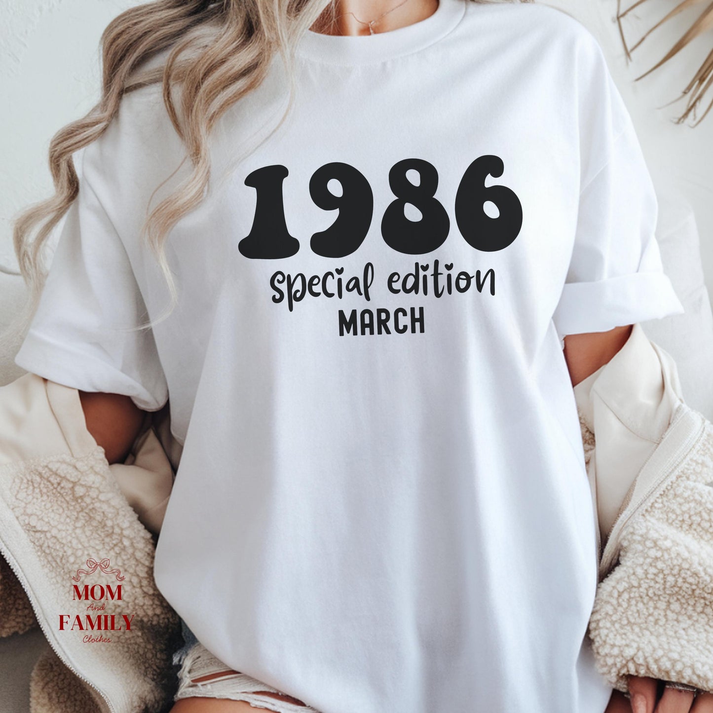 1986 Birthday Shirt, 40th Birthday Gift, Vintage 1986 Sweatshirt, Custom Year Hoodie, Born In 1986 Retro March Edition