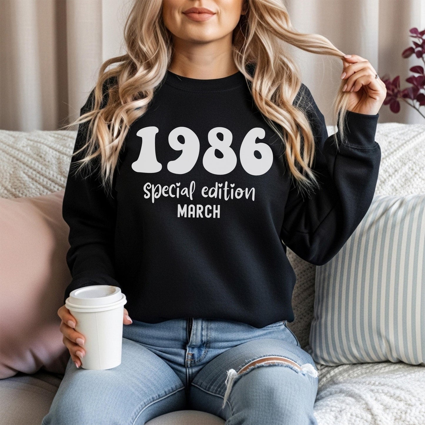 1986 Birthday Shirt, 40th Birthday Gift, Vintage 1986 Sweatshirt, Custom Year Hoodie, Born In 1986 Retro March Edition