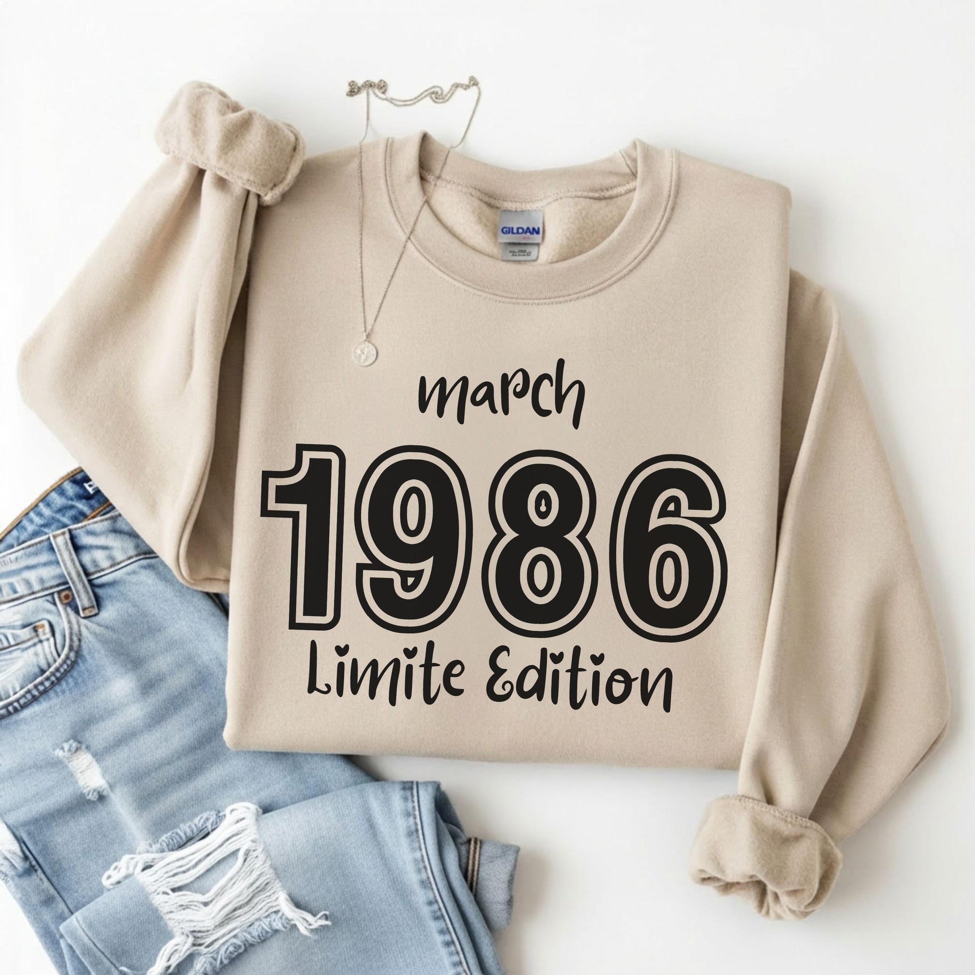1986 Birthday Shirt, 40th Birthday Gift, Vintage 1986 Sweatshirt, Custom Year Hoodie, Born In 1986 Retro March Edition