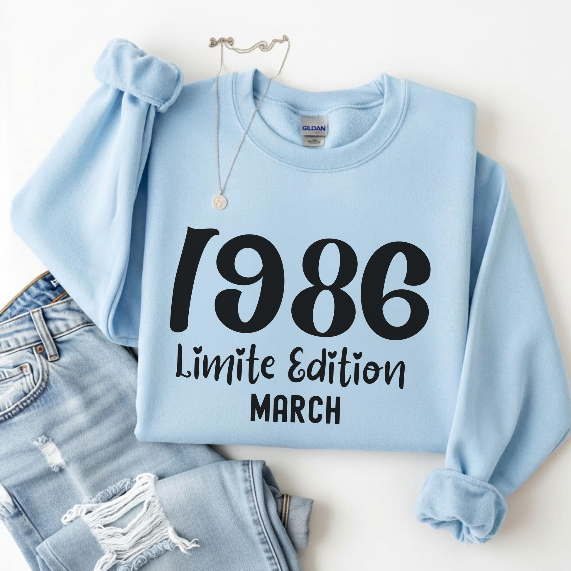 1986 Birthday Shirt, 40th Birthday Gift, Vintage 1986 Sweatshirt, Custom Year Hoodie, Born In 1986 Retro March Edition