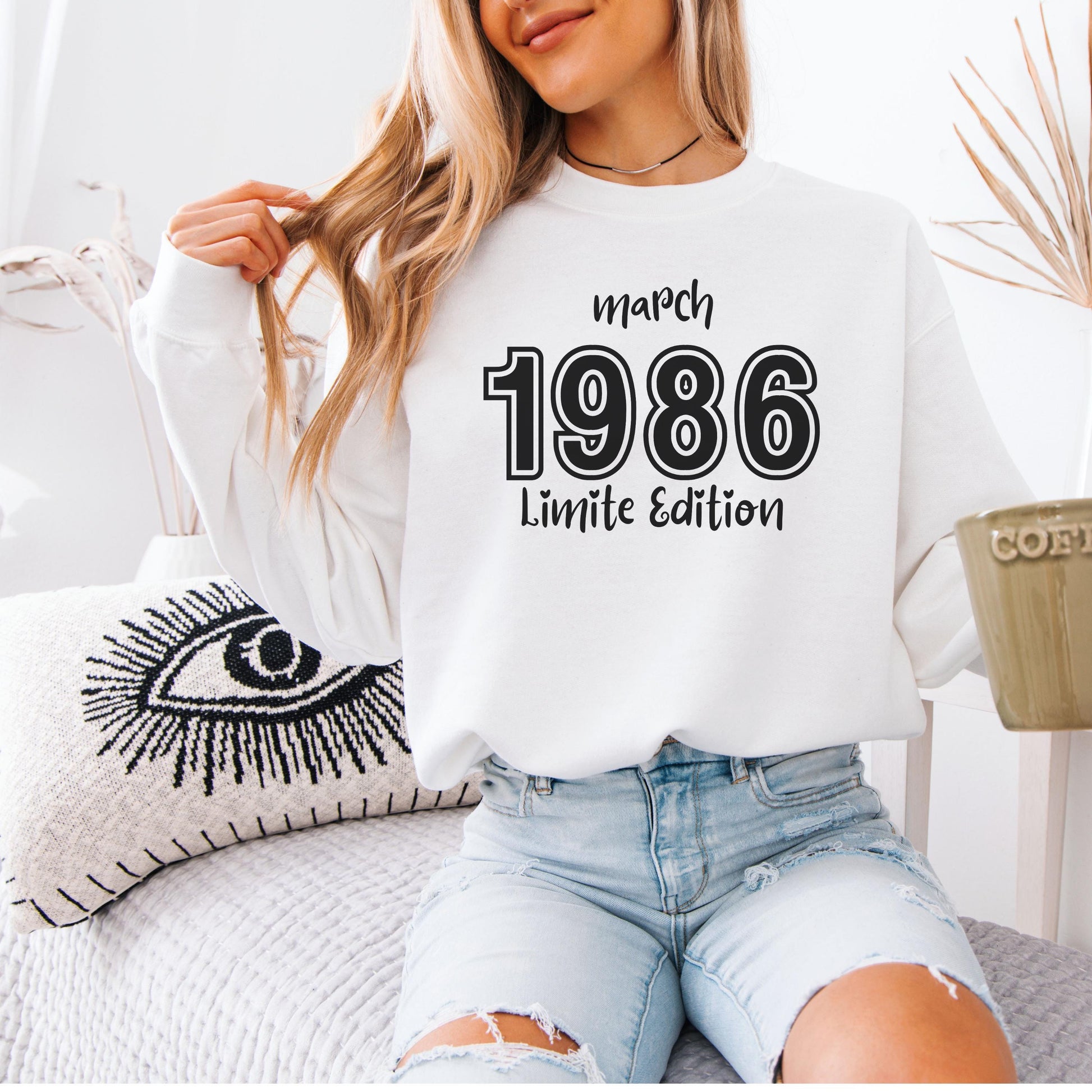 1986 Birthday Shirt, 40th Birthday Gift, Vintage 1986 Sweatshirt, Custom Year Hoodie, Born In 1986 Retro March Edition