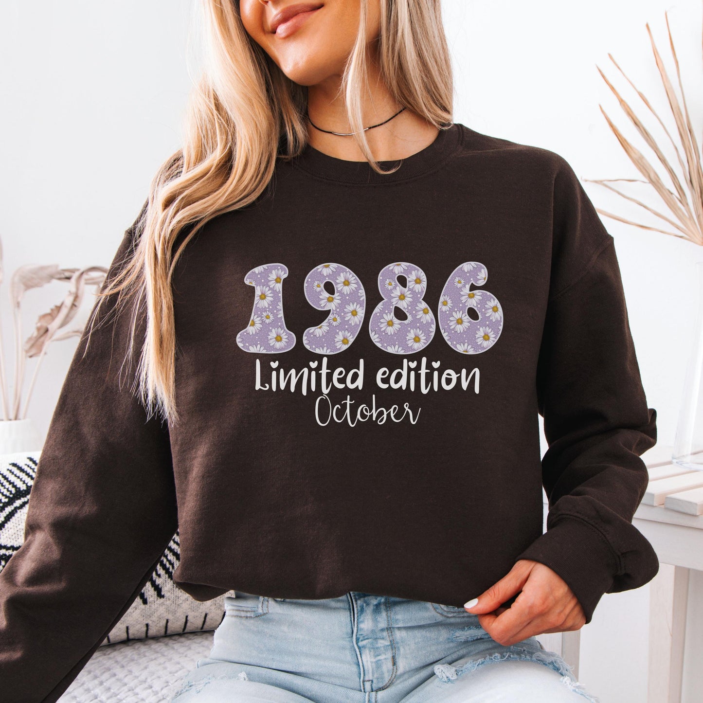 1986 Birthday Sweatshirt, 40th Birthday Gift For Her, Floral 1986 Shirt, Custom Birth Year Crewneck, June Special Edition
