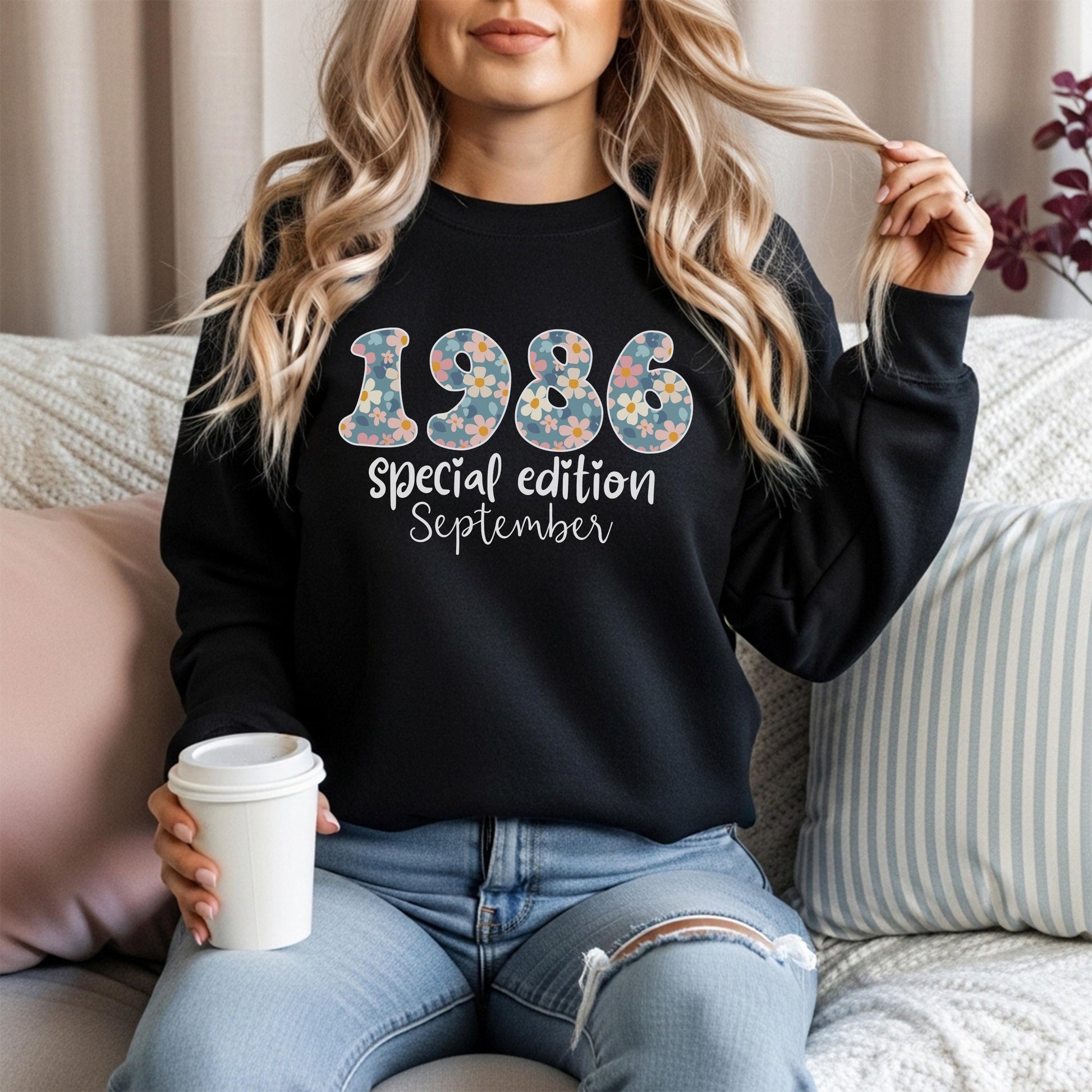 1986 Birthday Sweatshirt, 40th Birthday Gift For Her, Floral 1986 Shirt, Custom Birth Year Crewneck, June Special Edition