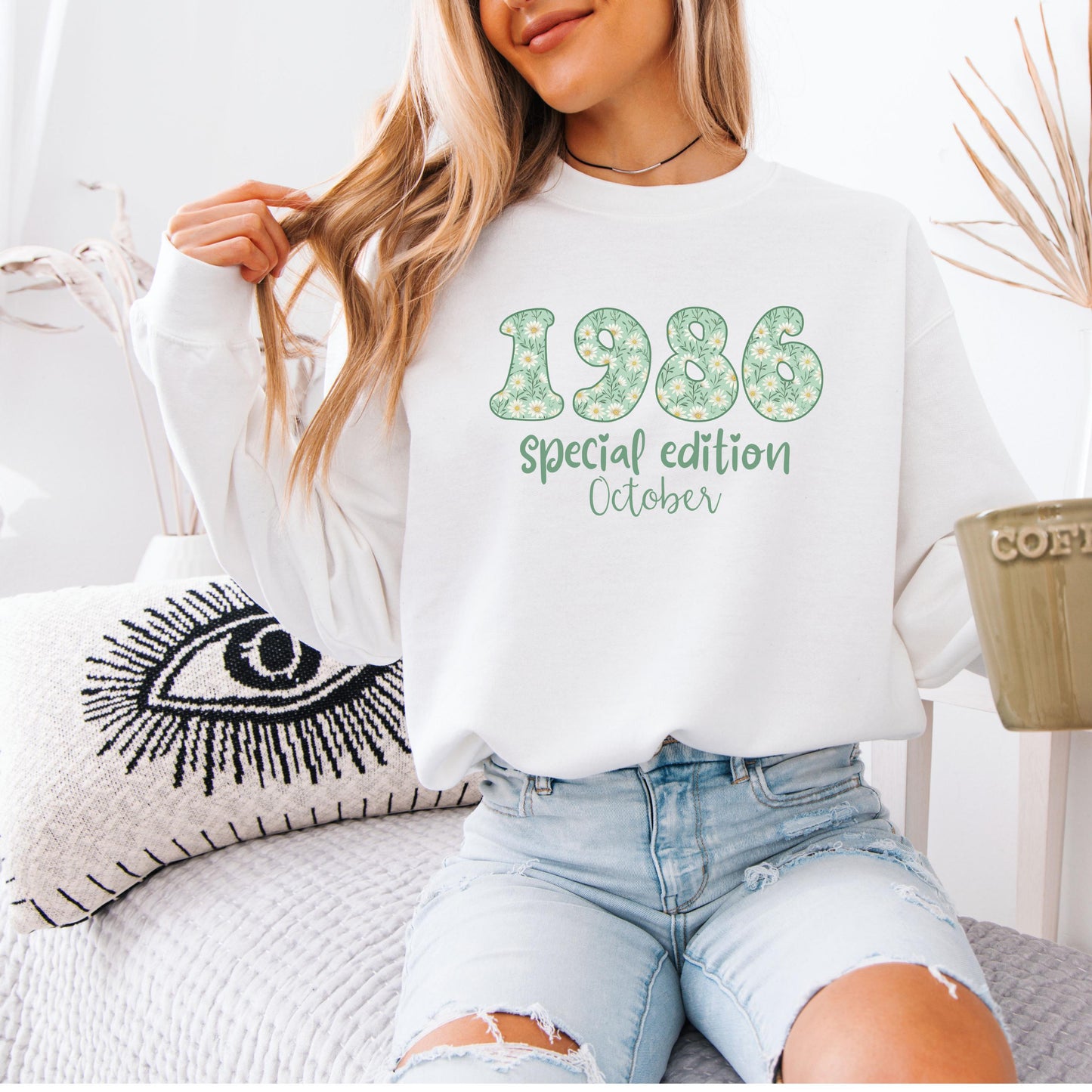 1986 Birthday Sweatshirt, 40th Birthday Gift For Her, Floral 1986 Shirt, Custom Birth Year Crewneck, June Special Edition