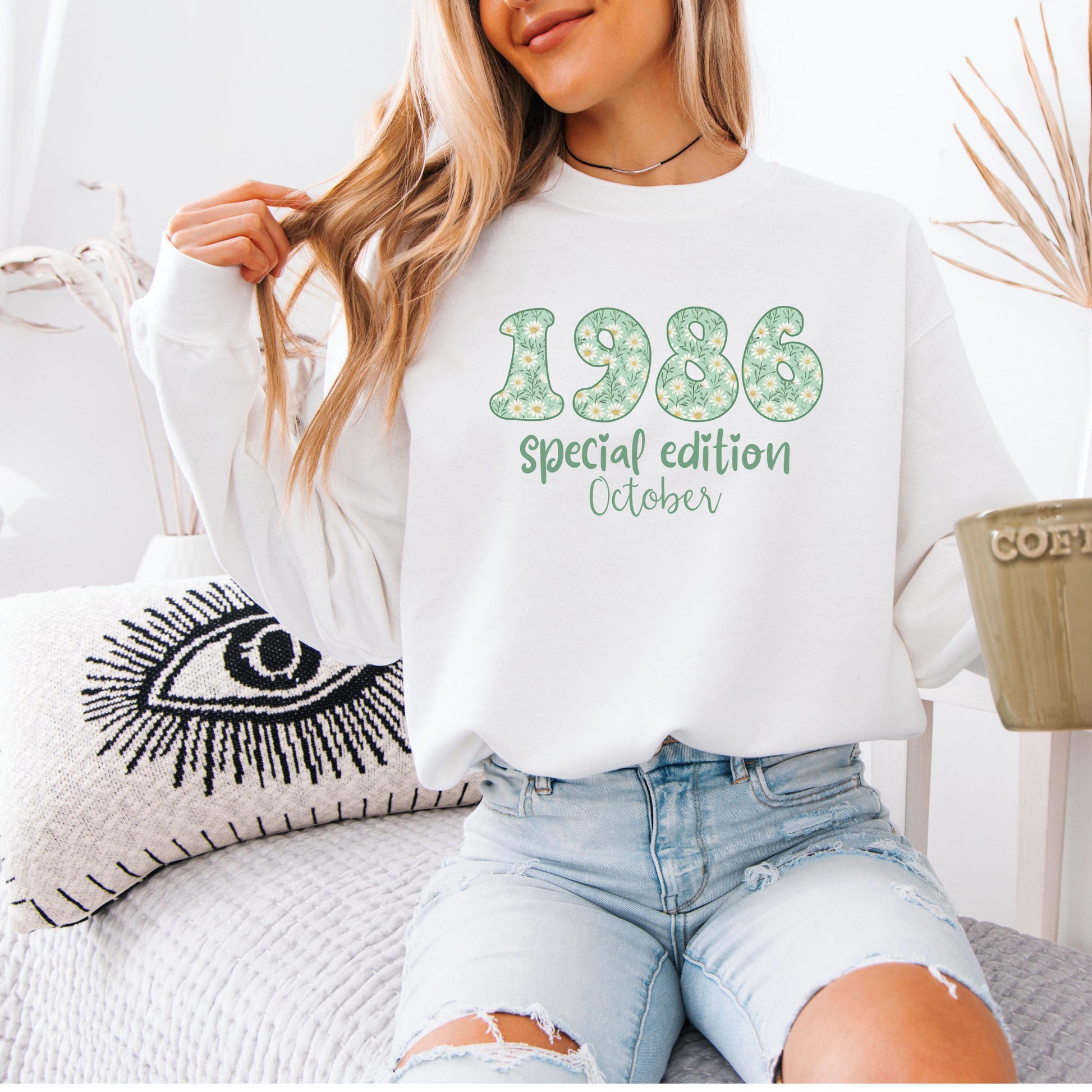 1986 Birthday Sweatshirt, 40th Birthday Gift For Her, Floral 1986 Shirt, Custom Birth Year Crewneck, June Special Edition