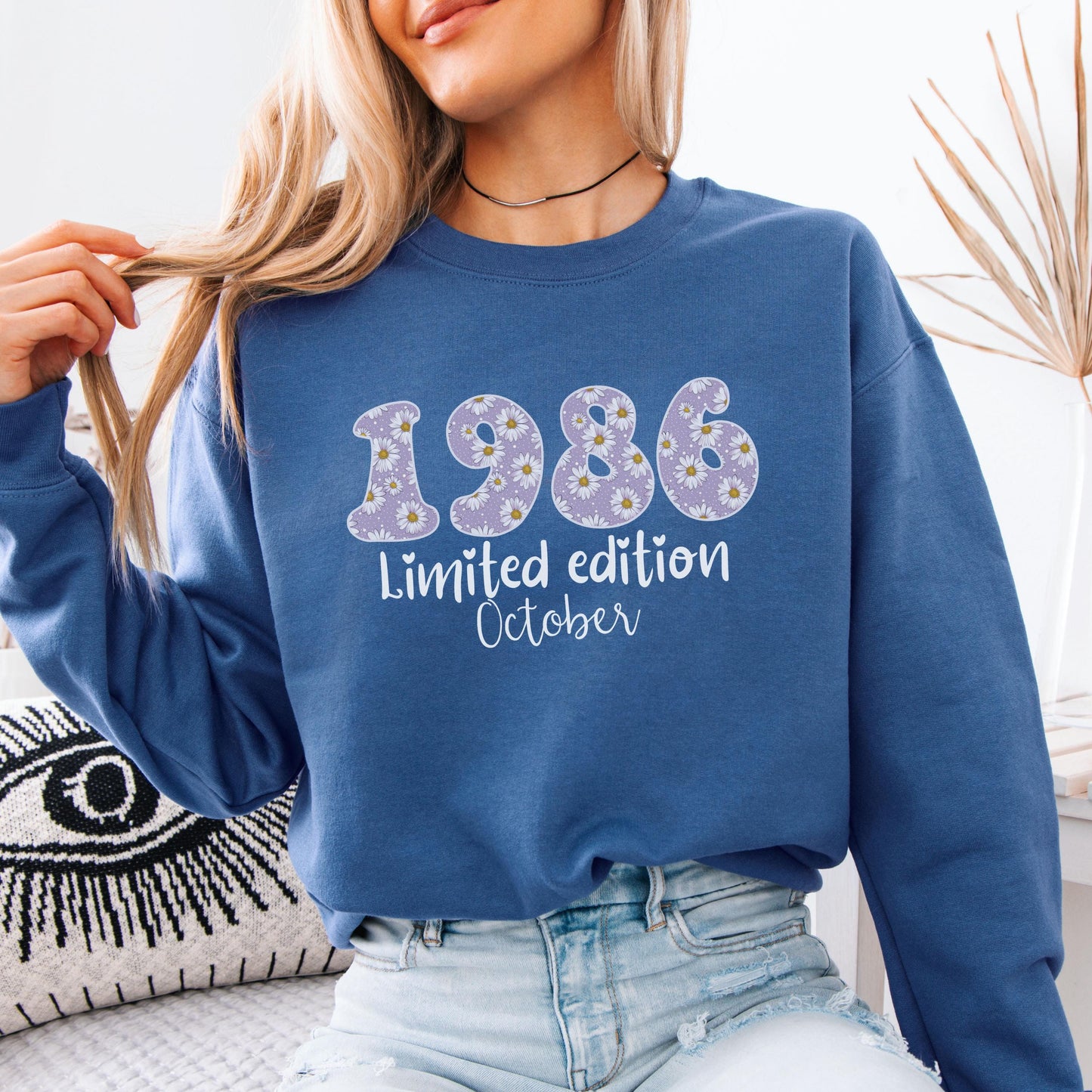 1986 Birthday Sweatshirt, 40th Birthday Gift For Her, Floral 1986 Shirt, Custom Birth Year Crewneck, June Special Edition