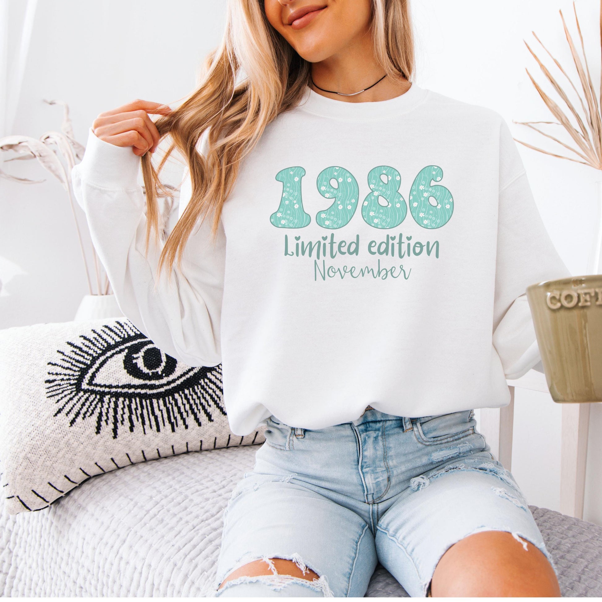 1986 Birthday Sweatshirt, 40th Birthday Gift For Her, Floral 1986 Shirt, Custom Birth Year Crewneck, June Special Edition