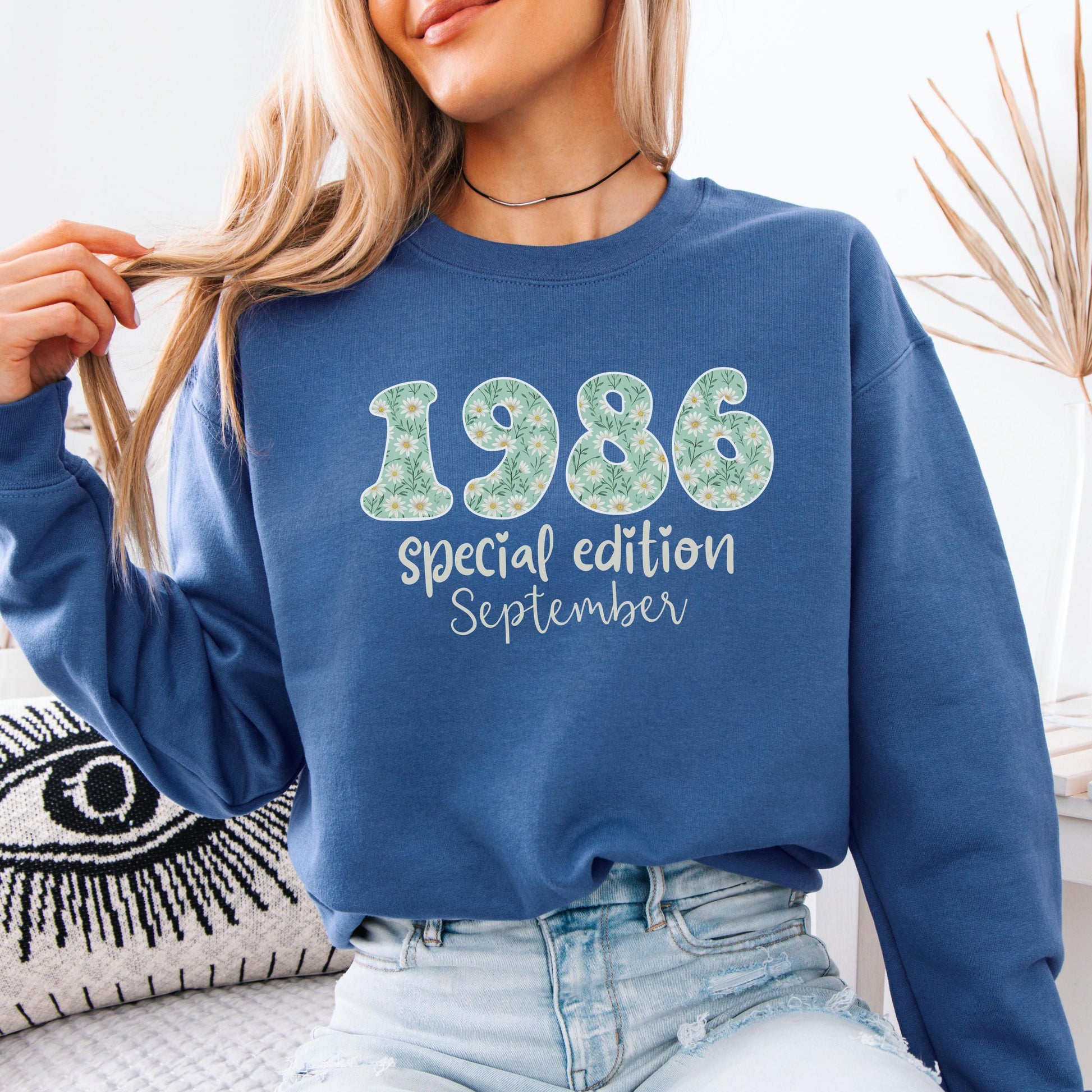 1986 Birthday Sweatshirt, 40th Birthday Gift For Her, Floral 1986 Shirt, Custom Birth Year Crewneck, June Special Edition