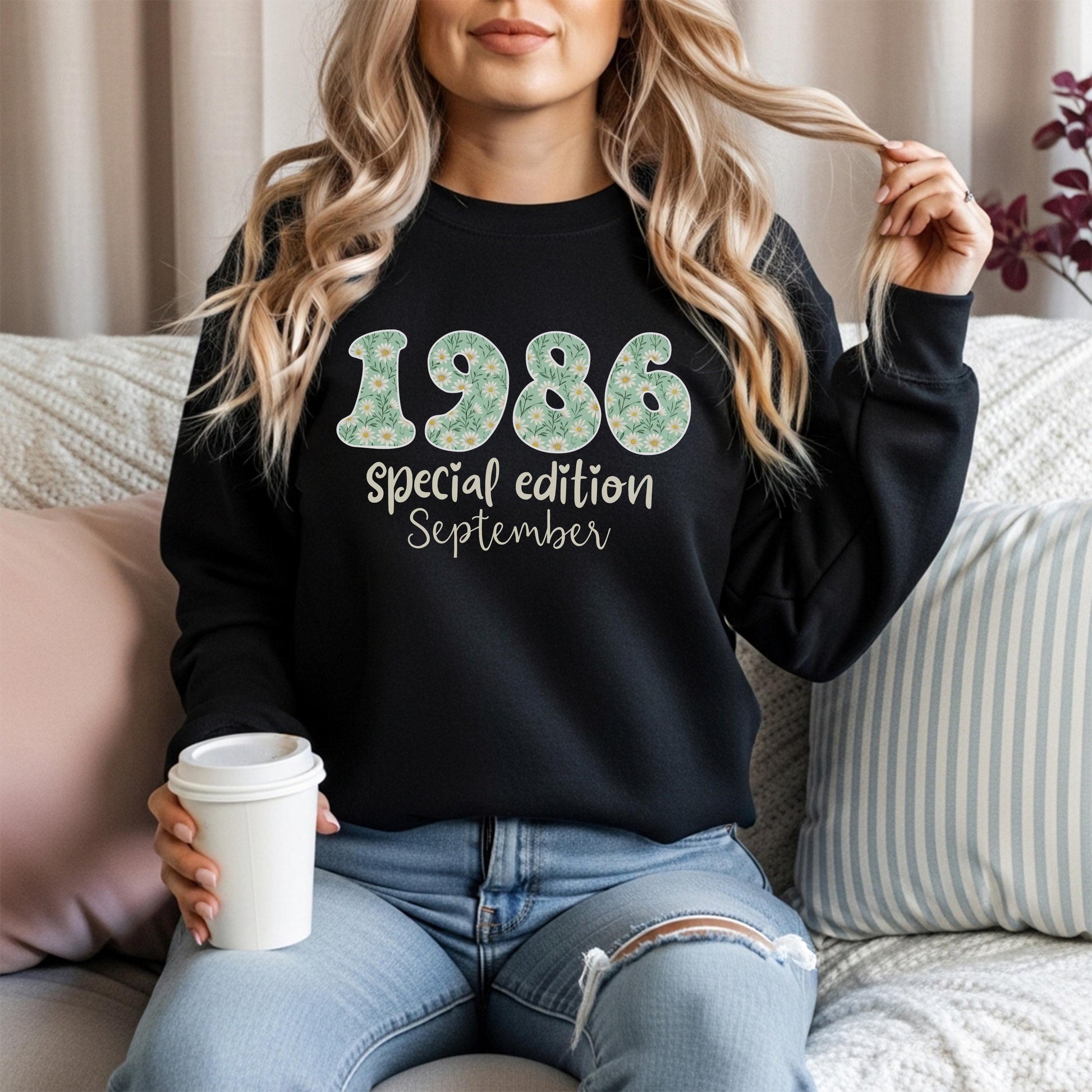 1986 Birthday Sweatshirt, 40th Birthday Gift For Her, Floral 1986 Shirt, Custom Birth Year Crewneck, June Special Edition