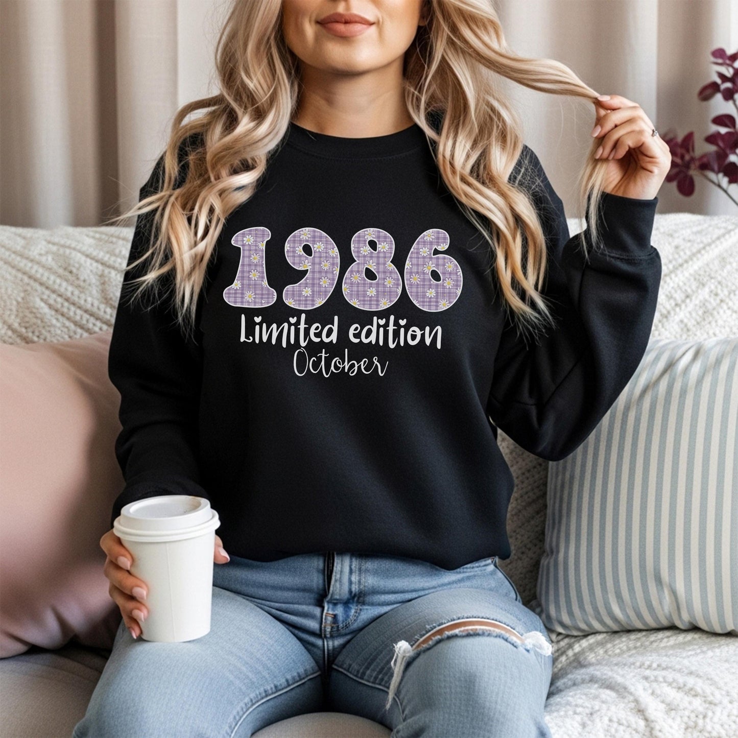 1986 Birthday Sweatshirt, 40th Birthday Gift For Her, Floral 1986 Shirt, Custom Birth Year Crewneck, June Special Edition