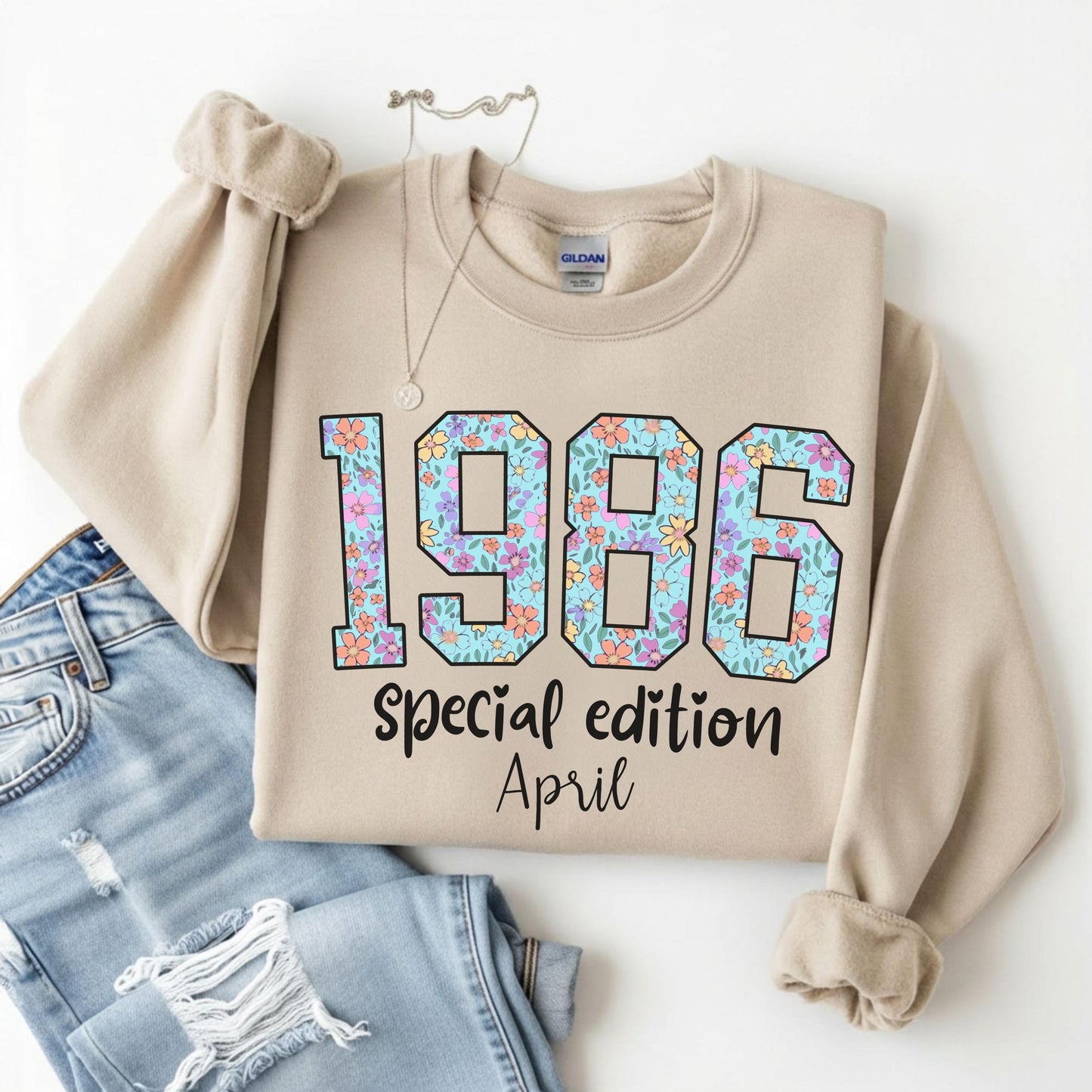 1986 Birthday Sweatshirt, 40th Birthday Gift For Her, Floral 1986 Shirt, Custom Birth Year Crewneck, June Special Edition