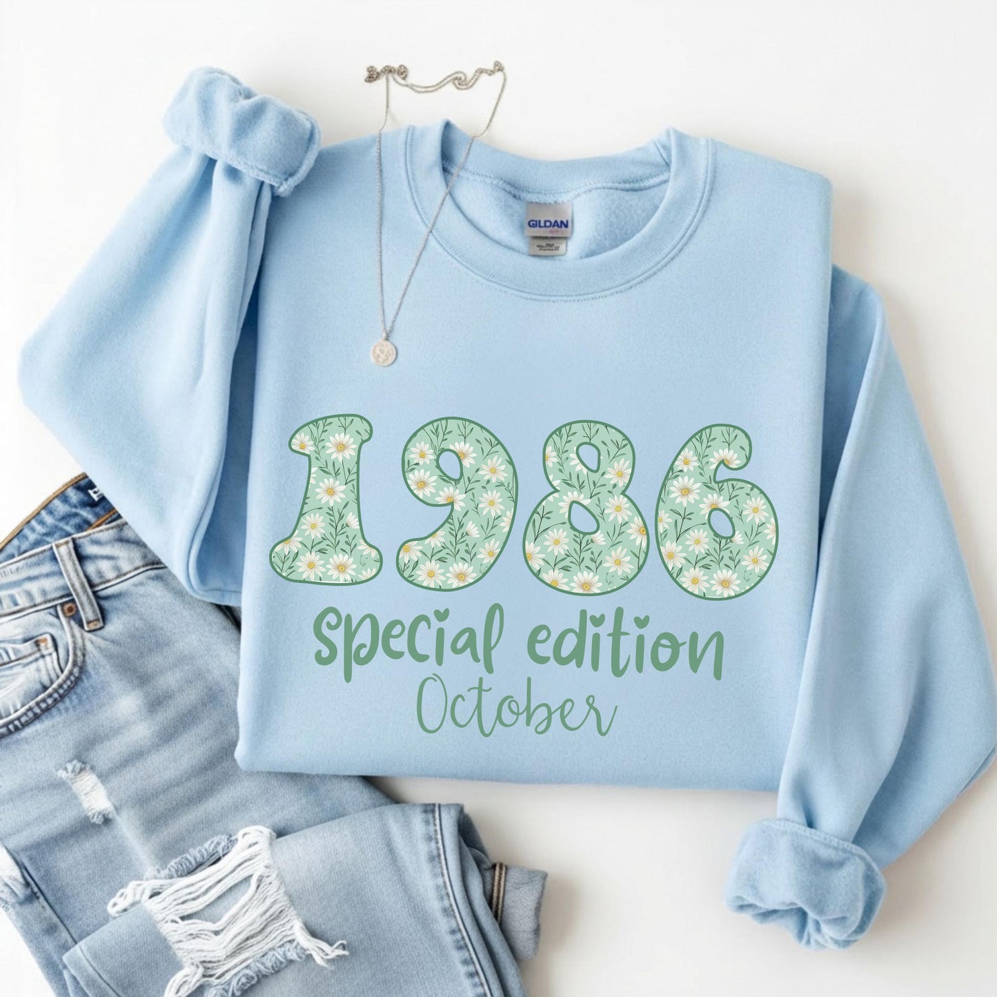 1986 Birthday Sweatshirt, 40th Birthday Gift For Her, Floral 1986 Shirt, Custom Birth Year Crewneck, June Special Edition