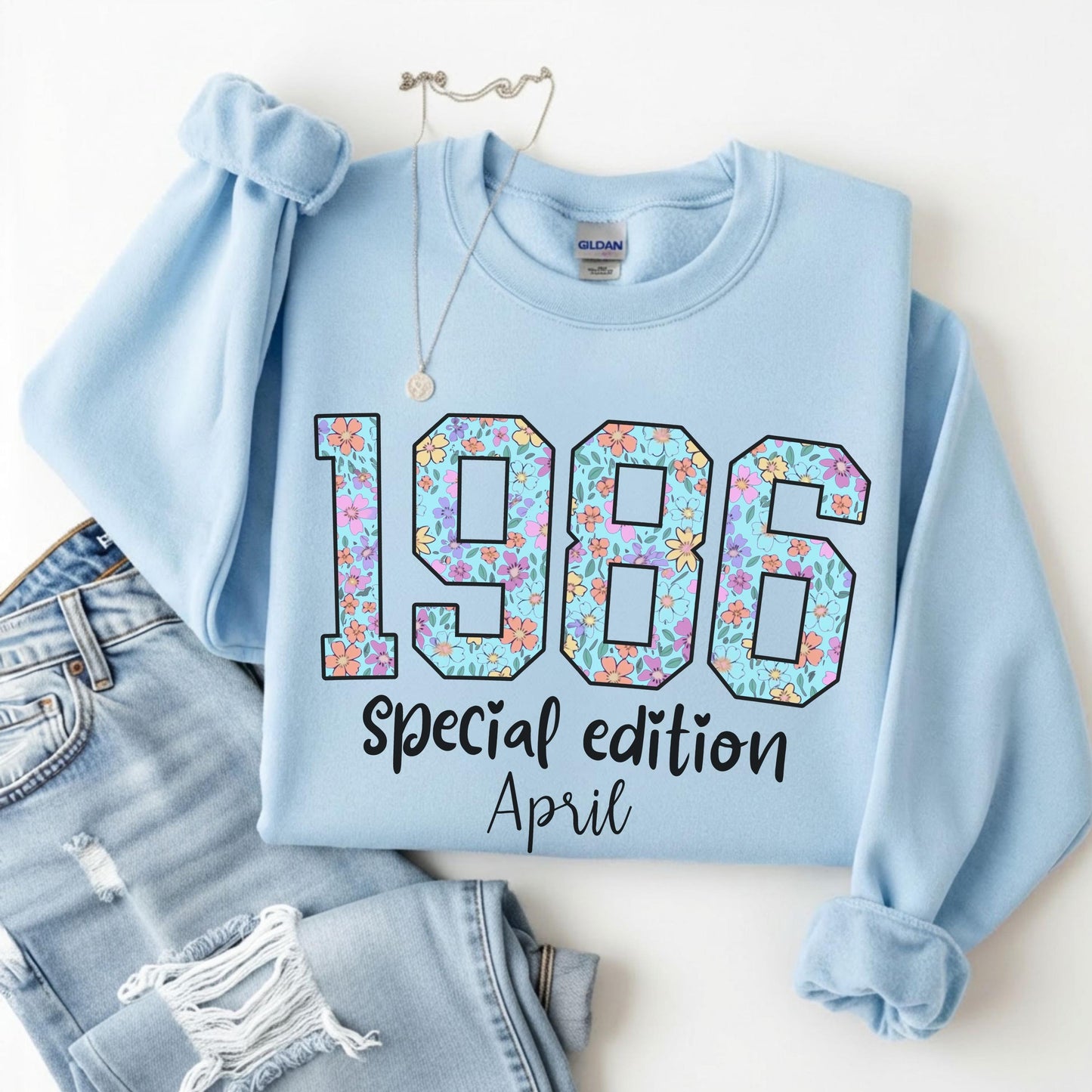 1986 Birthday Sweatshirt, 40th Birthday Gift For Her, Floral 1986 Shirt, Custom Birth Year Crewneck, June Special Edition