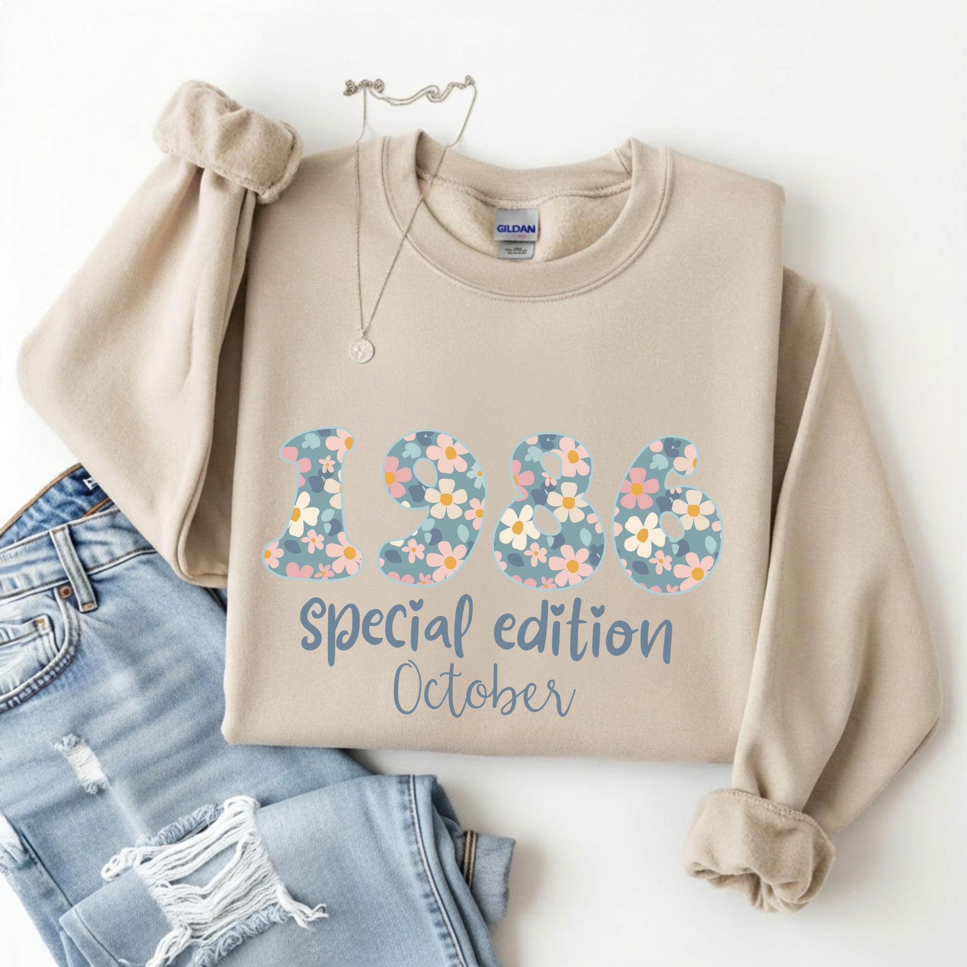 1986 Birthday Sweatshirt, 40th Birthday Gift For Her, Floral 1986 Shirt, Custom Birth Year Crewneck, June Special Edition