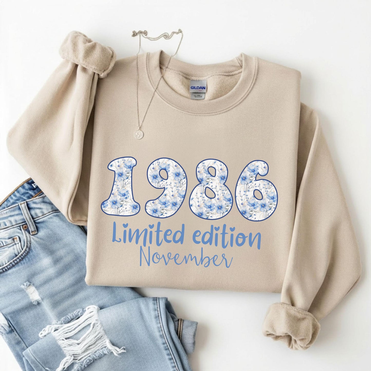 1986 Birthday Sweatshirt, 40th Birthday Gift For Her, Floral 1986 Shirt, Custom Birth Year Crewneck, June Special Edition
