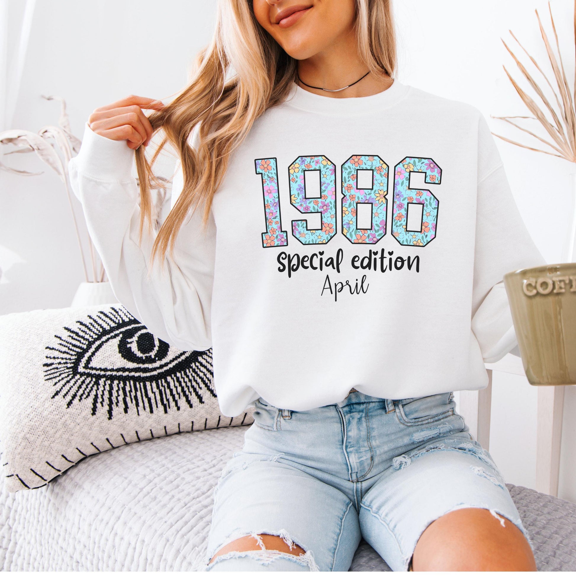 1986 Birthday Sweatshirt, 40th Birthday Gift For Her, Floral 1986 Shirt, Custom Birth Year Crewneck, June Special Edition