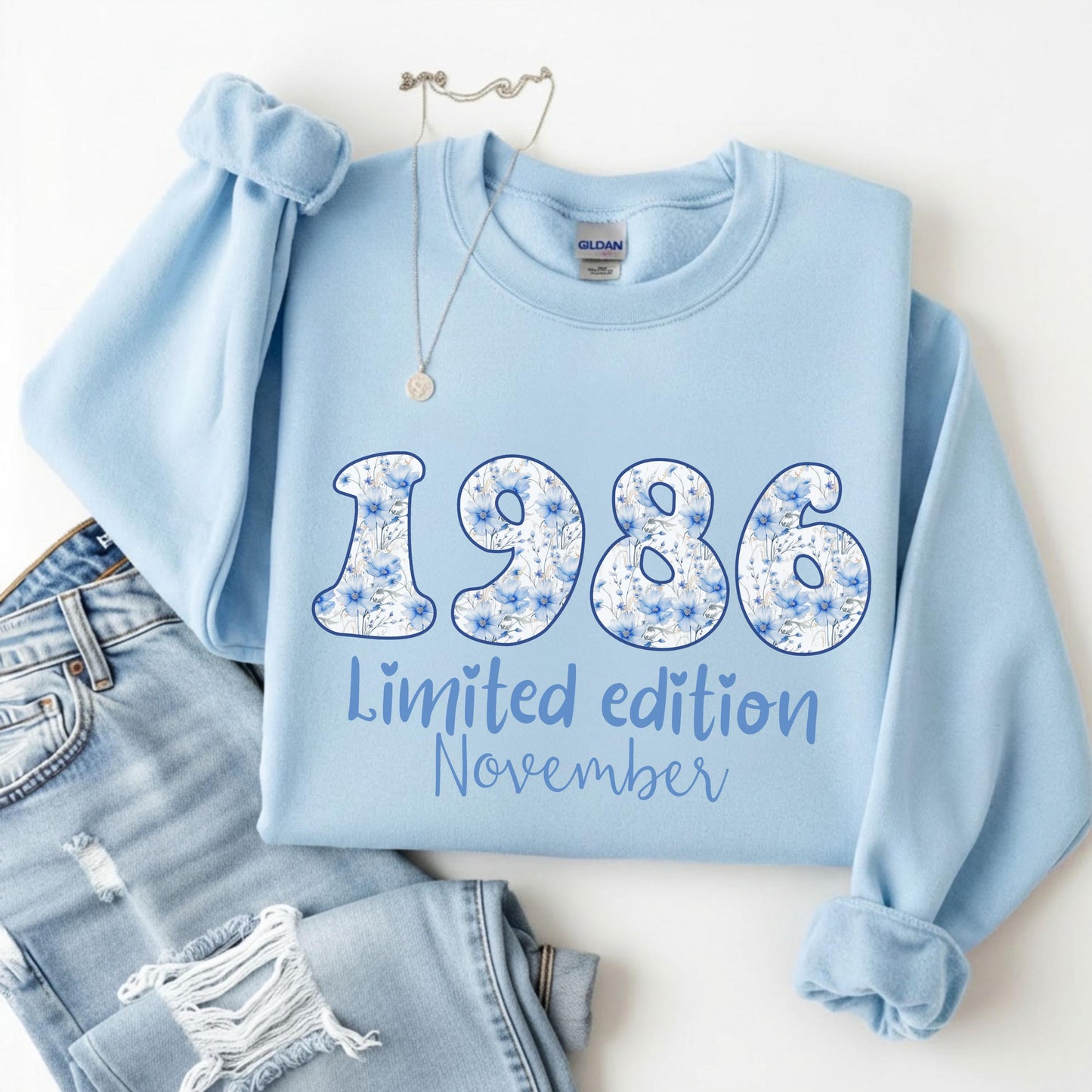 1986 Birthday Sweatshirt, 40th Birthday Gift For Her, Floral 1986 Shirt, Custom Birth Year Crewneck, June Special Edition