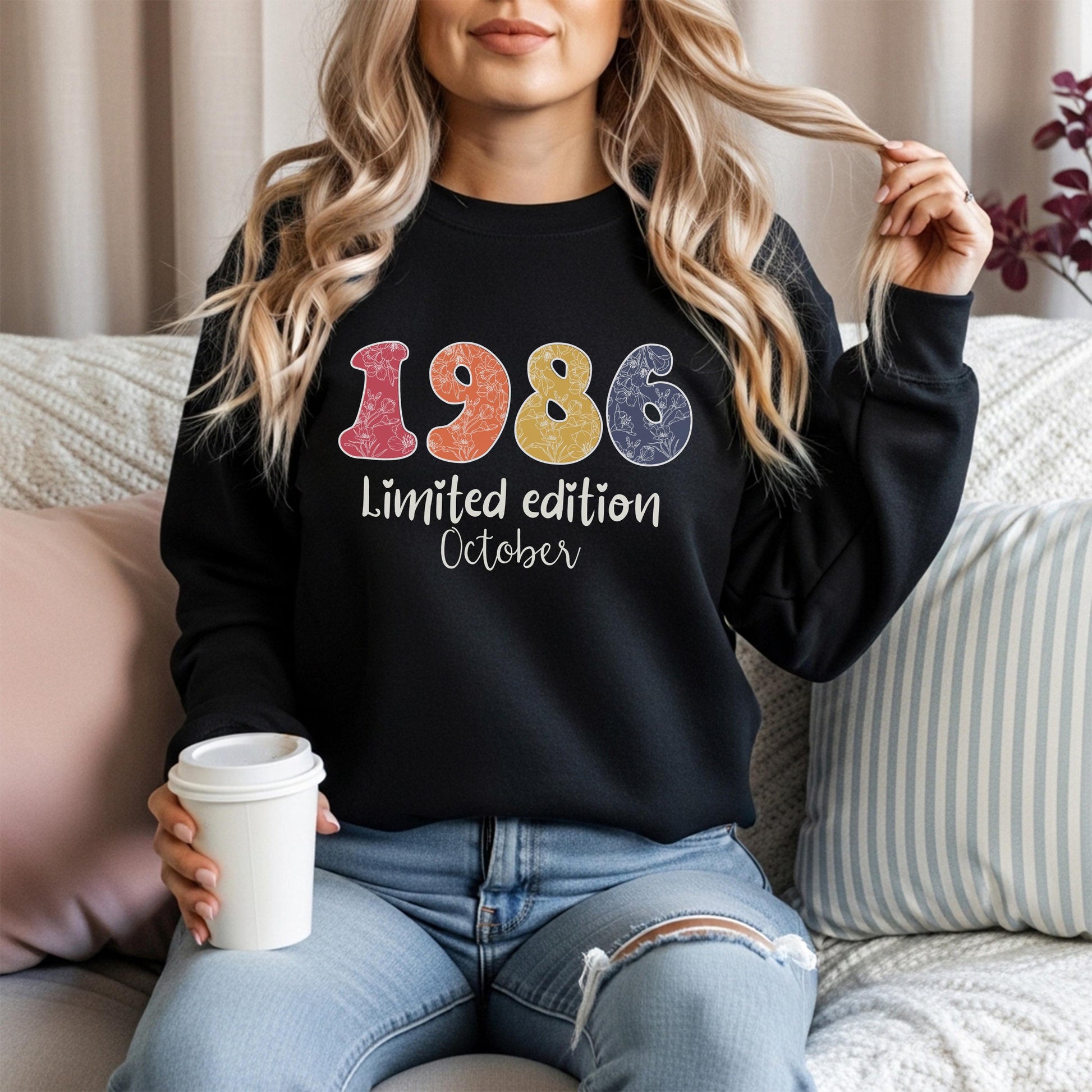 1986 Birthday Sweatshirt, 40th Birthday Gift For Her, Limited Edition 1986 Shirt, Custom Birth Year Crewneck, November Bday