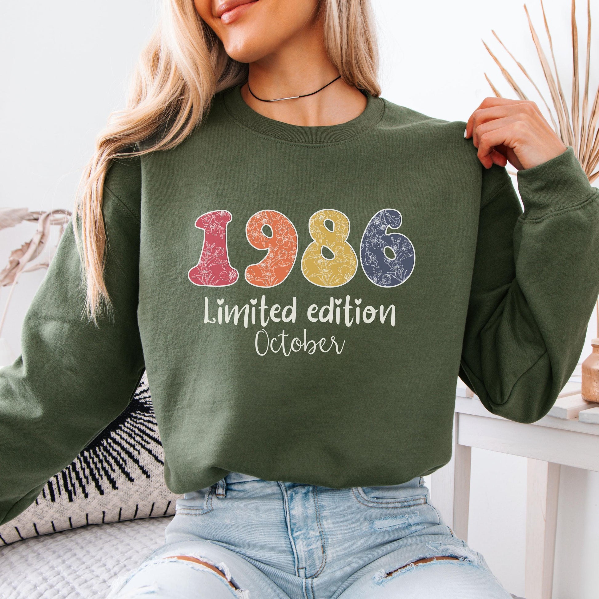 1986 Birthday Sweatshirt, 40th Birthday Gift For Her, Limited Edition 1986 Shirt, Custom Birth Year Crewneck, November Bday