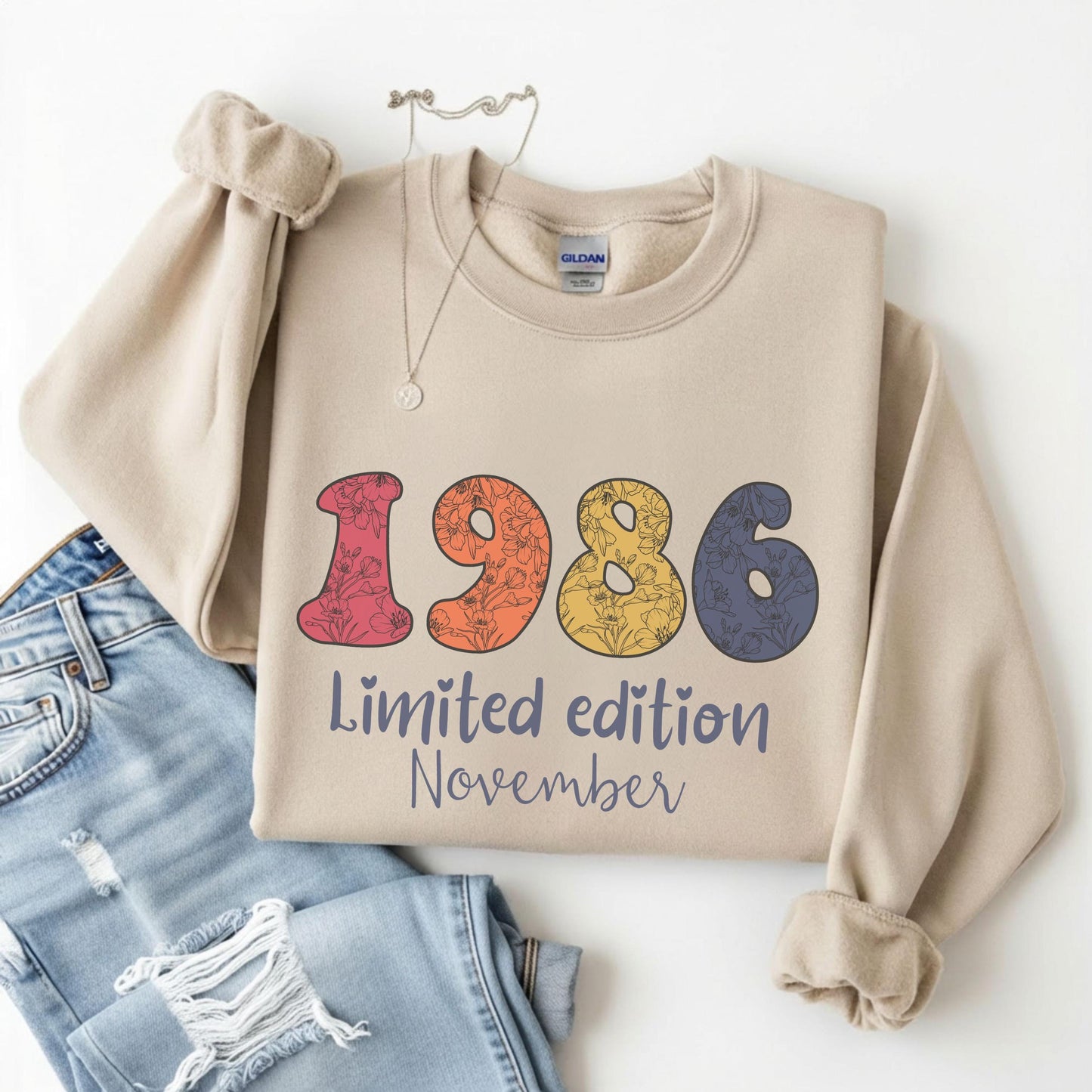 1986 Birthday Sweatshirt, 40th Birthday Gift For Her, Limited Edition 1986 Shirt, Custom Birth Year Crewneck, November Bday