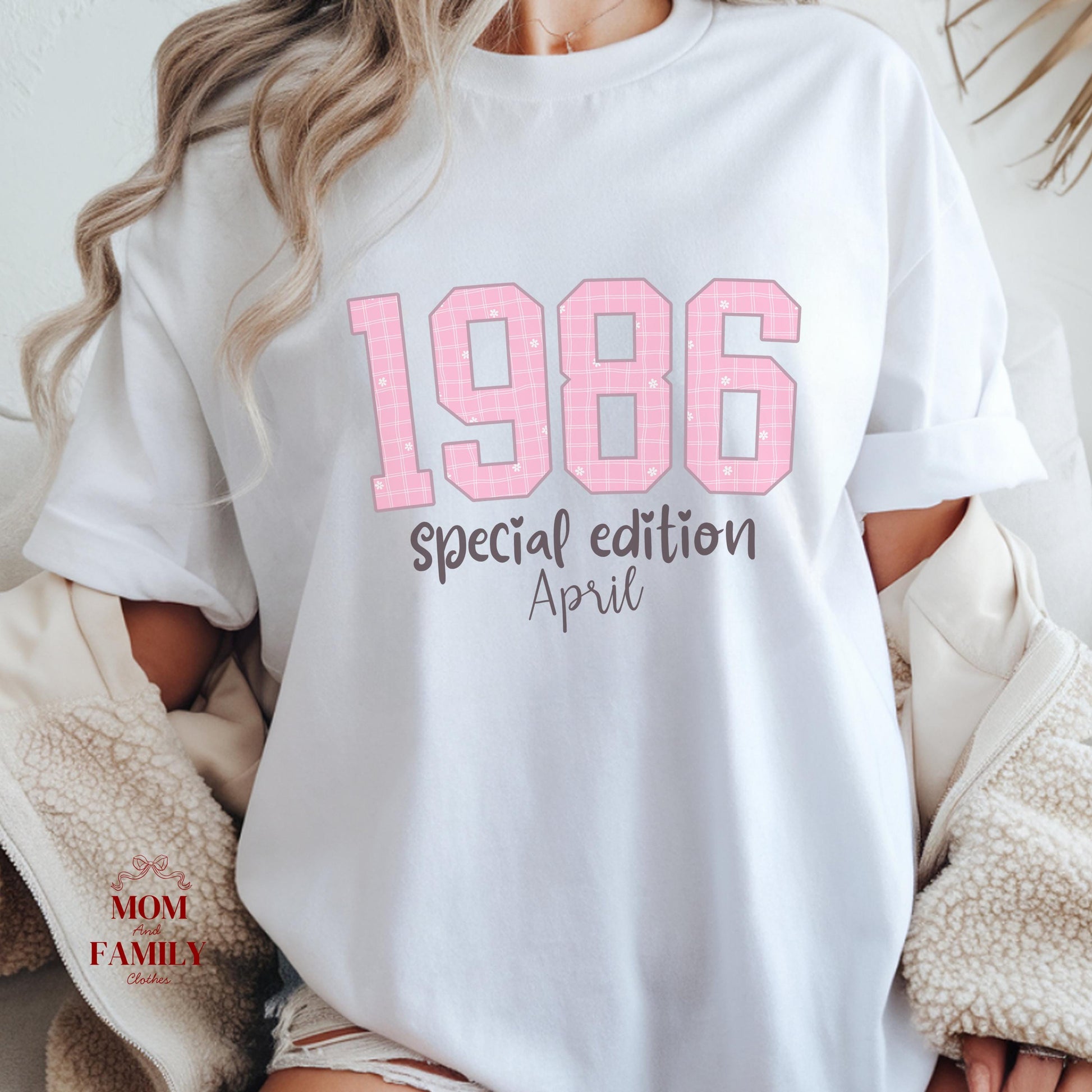1986 Birthday Sweatshirt, 40th Birthday Gift For Her, Pink Retro 1986 Shirt, Custom Birth Year Crewneck, April Special Edition