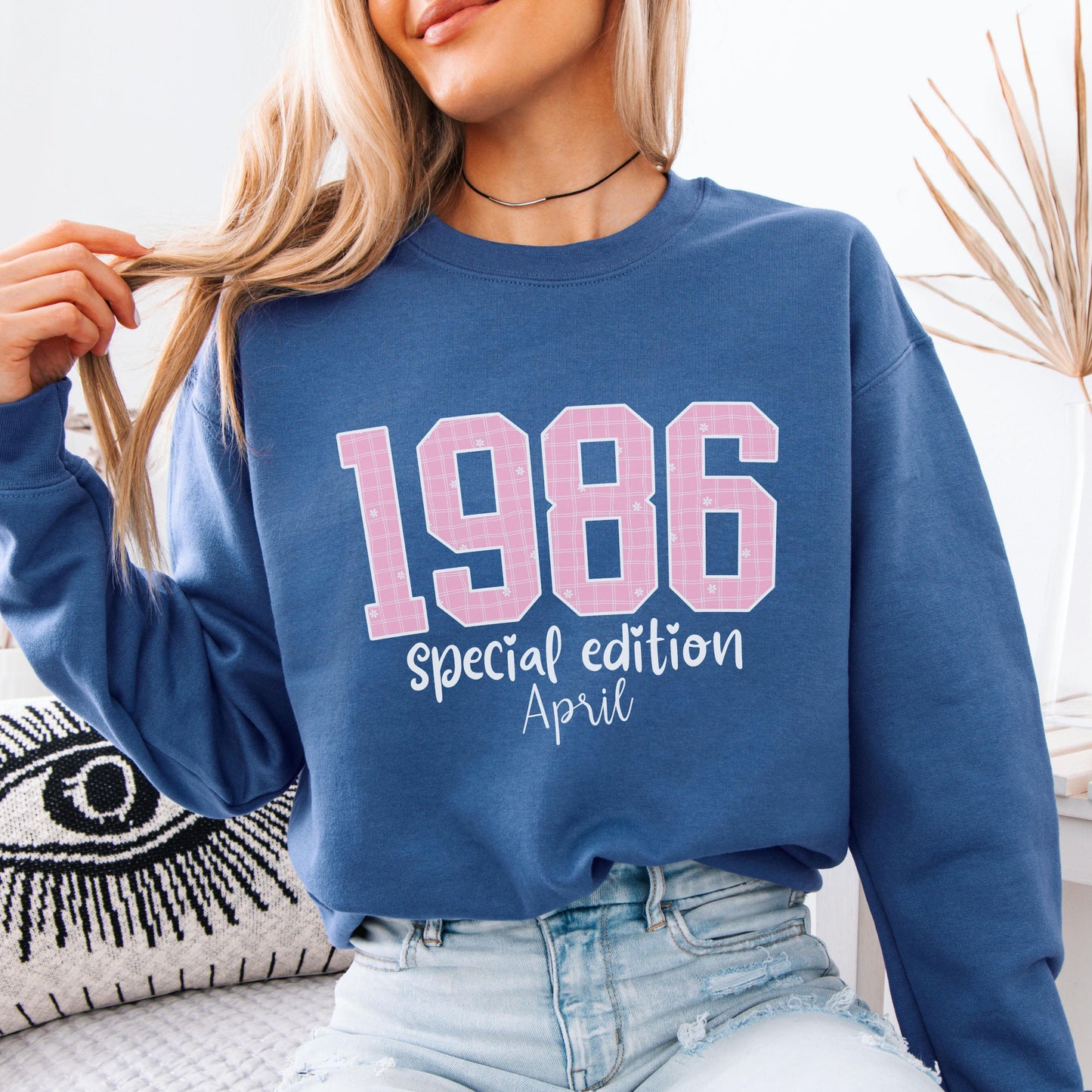 1986 Birthday Sweatshirt, 40th Birthday Gift For Her, Pink Retro 1986 Shirt, Custom Birth Year Crewneck, April Special Edition