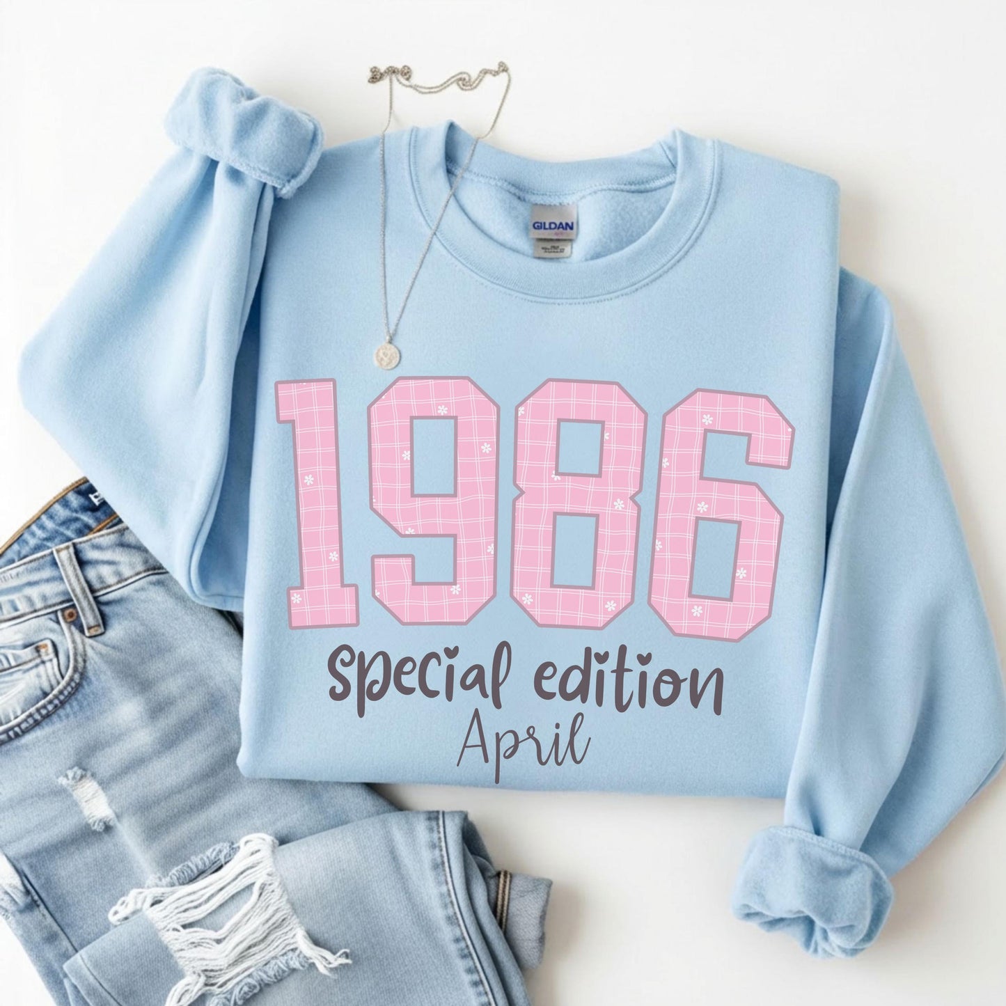 1986 Birthday Sweatshirt, 40th Birthday Gift For Her, Pink Retro 1986 Shirt, Custom Birth Year Crewneck, April Special Edition
