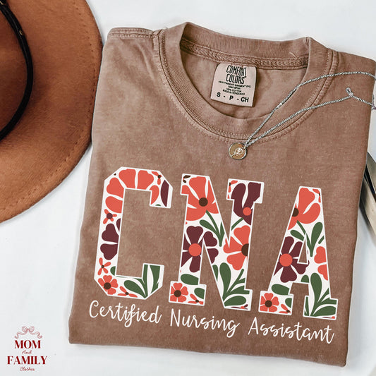 CNA Sweatshirt and Shirt  with Name, Certified Nursing Assistant Floral Crewneck, Personalized Nurse Gift, CNA Appreciation Pullover