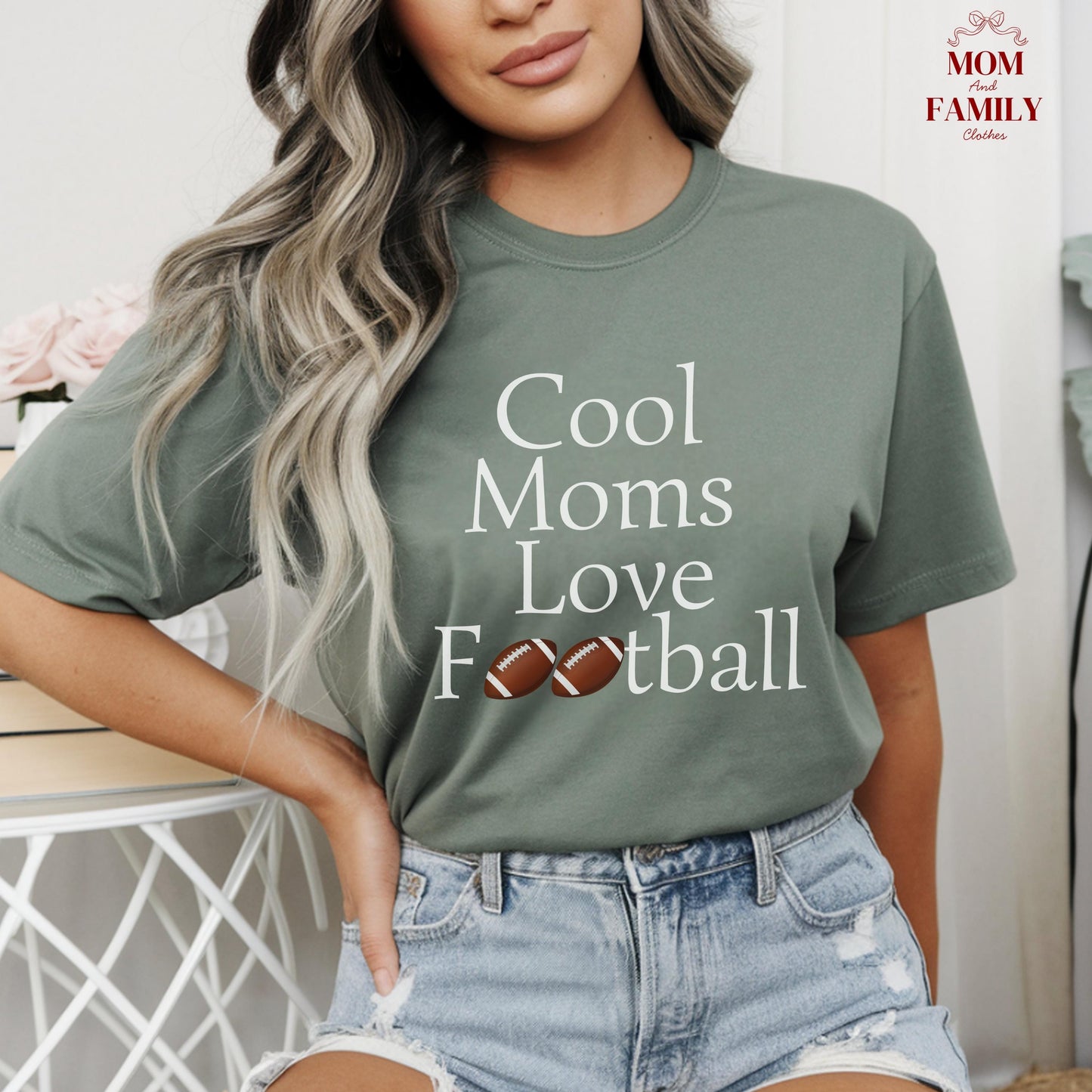 Comfort Colors® Cool Moms Love Football Shirt, Funny Game Day Mom Tee, Sports Mama Gift Idea, Fall Football Season Shirt, Tailgate Outfit