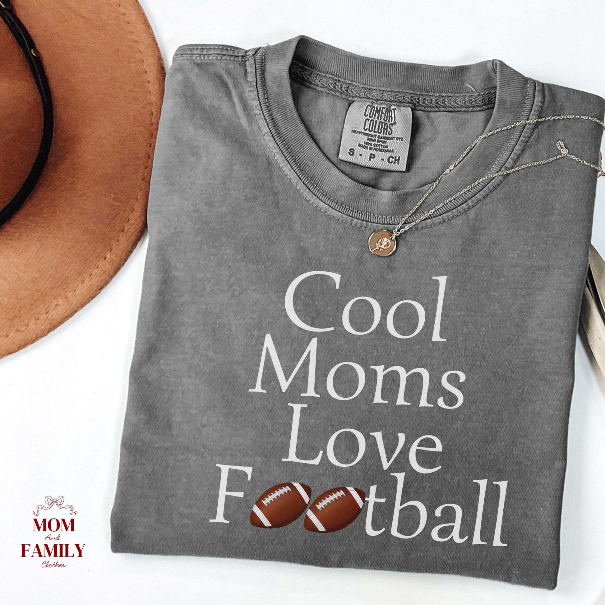 Comfort Colors® Cool Moms Love Football Shirt, Funny Game Day Mom Tee, Sports Mama Gift Idea, Fall Football Season Shirt, Tailgate Outfit