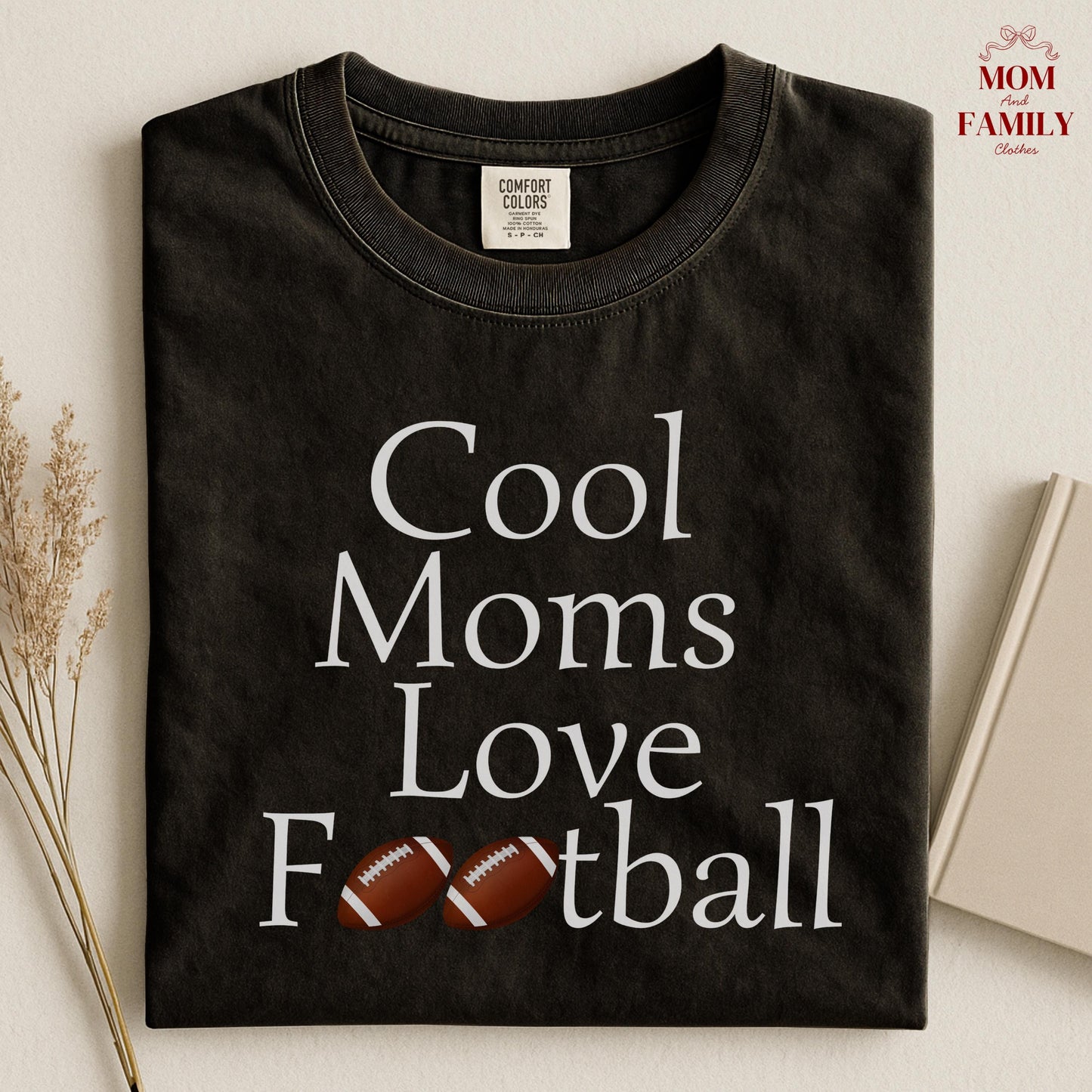 Comfort Colors® Cool Moms Love Football Shirt, Funny Game Day Mom Tee, Sports Mama Gift Idea, Fall Football Season Shirt, Tailgate Outfit