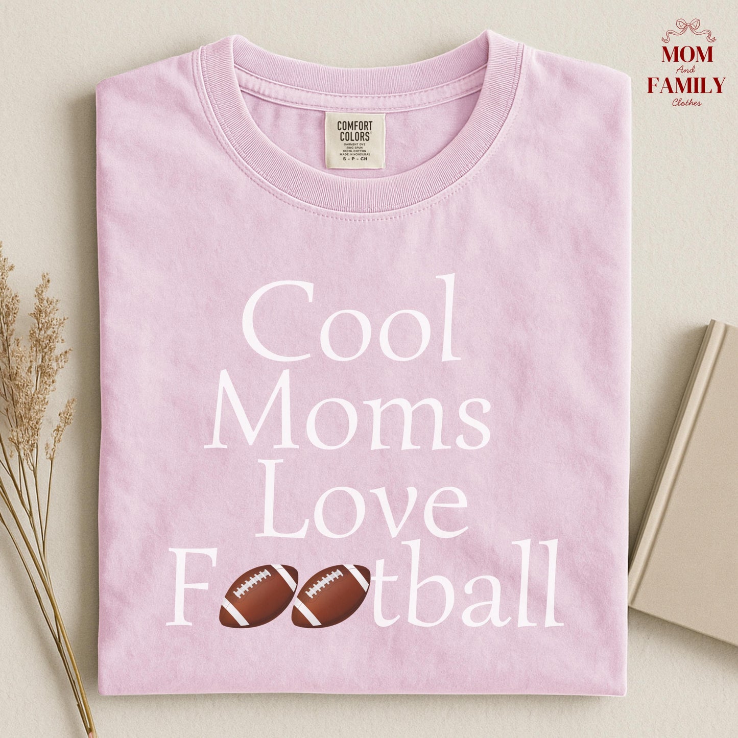Comfort Colors® Cool Moms Love Football Shirt, Funny Game Day Mom Tee, Sports Mama Gift Idea, Fall Football Season Shirt, Tailgate Outfit