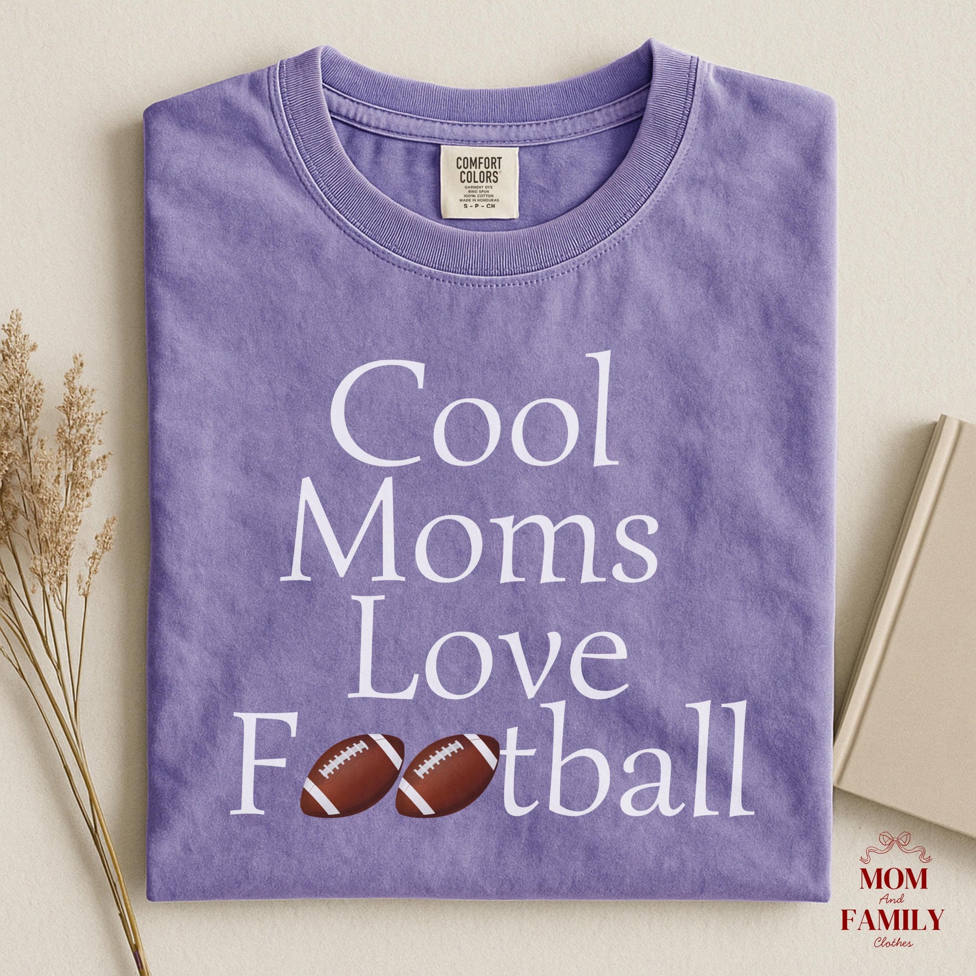 Comfort Colors® Cool Moms Love Football Shirt, Funny Game Day Mom Tee, Sports Mama Gift Idea, Fall Football Season Shirt, Tailgate Outfit
