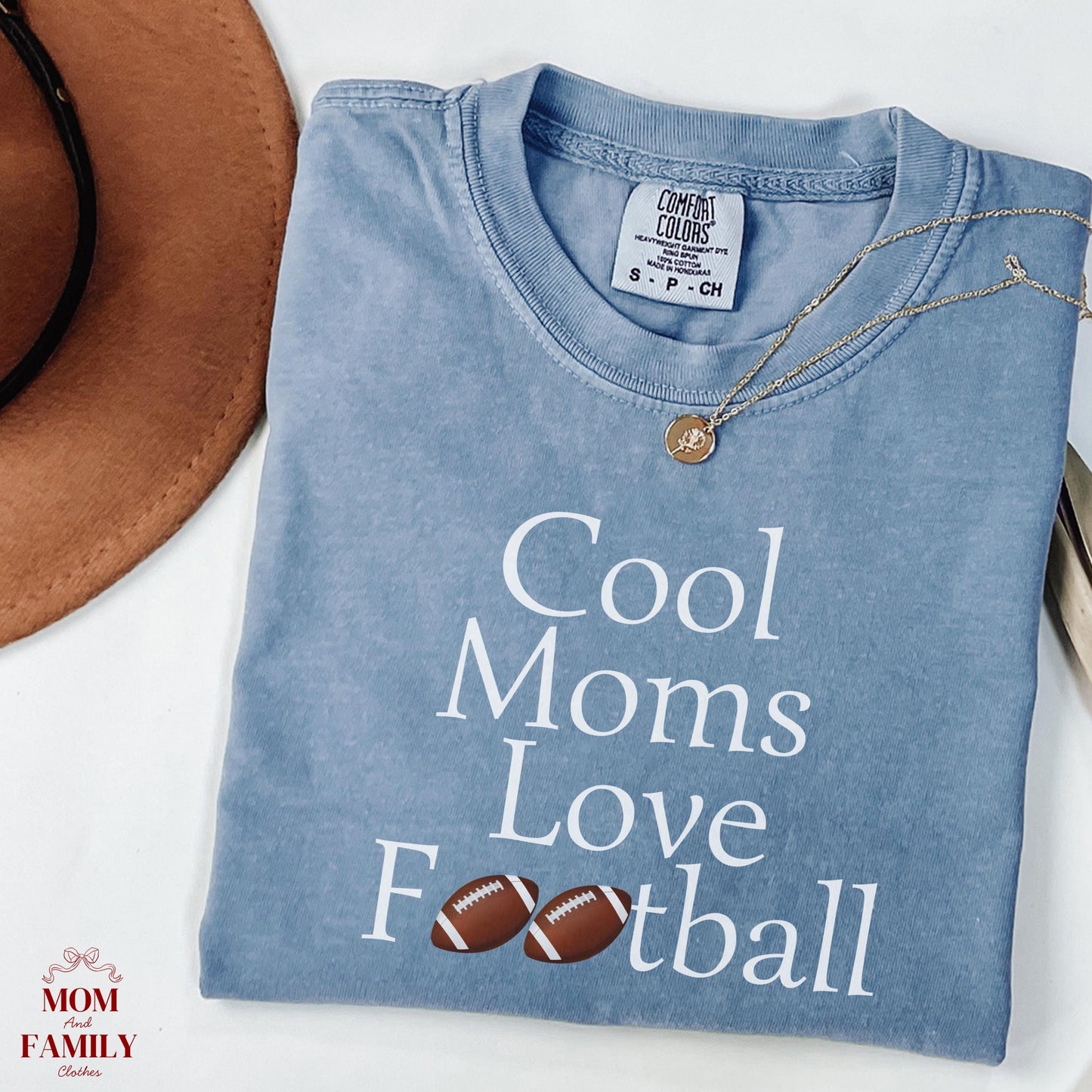 Comfort Colors® Cool Moms Love Football Shirt, Funny Game Day Mom Tee, Sports Mama Gift Idea, Fall Football Season Shirt, Tailgate Outfit