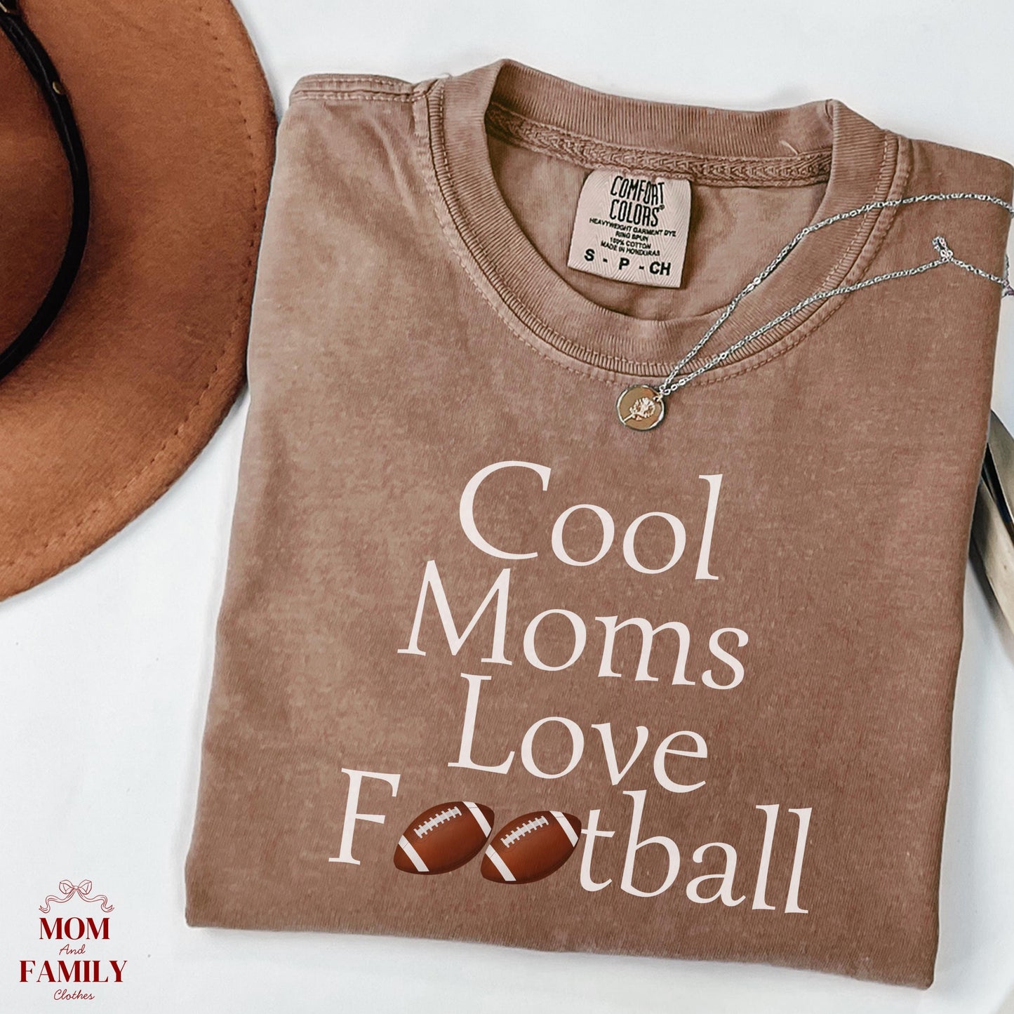 Comfort Colors® Cool Moms Love Football Shirt, Funny Game Day Mom Tee, Sports Mama Gift Idea, Fall Football Season Shirt, Tailgate Outfit