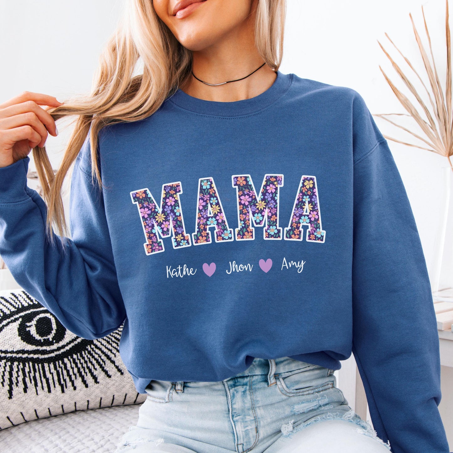 Comfort Colors® Custom Mama Or Grandma Shirt With Floral Letters, Personalized Kids Names Gift, Mother’s Day Gigi Nana Mimi Tee