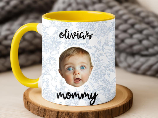 Custom Baby Face Mug with Name| Personalized Floral Mug for Mom| Cute Mother's Day Gift from Baby  Olivia’s Mommy Mug|Photo Mug Gift for Her