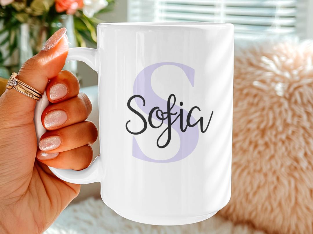 Custom Name & Initial Mug| Personalized Coffee Cup with Name| Monogram Name Mug Gift| Birthday, Christmas, Mother's Day,Bridesmaid Gift Idea