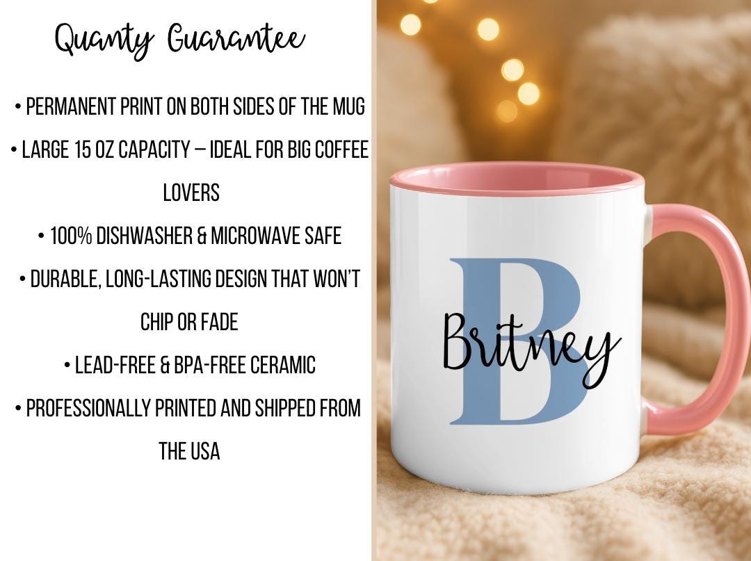 Custom Name & Initial Mug| Personalized Coffee Cup with Name| Monogram Name Mug Gift| Birthday, Christmas, Mother's Day,Bridesmaid Gift Idea
