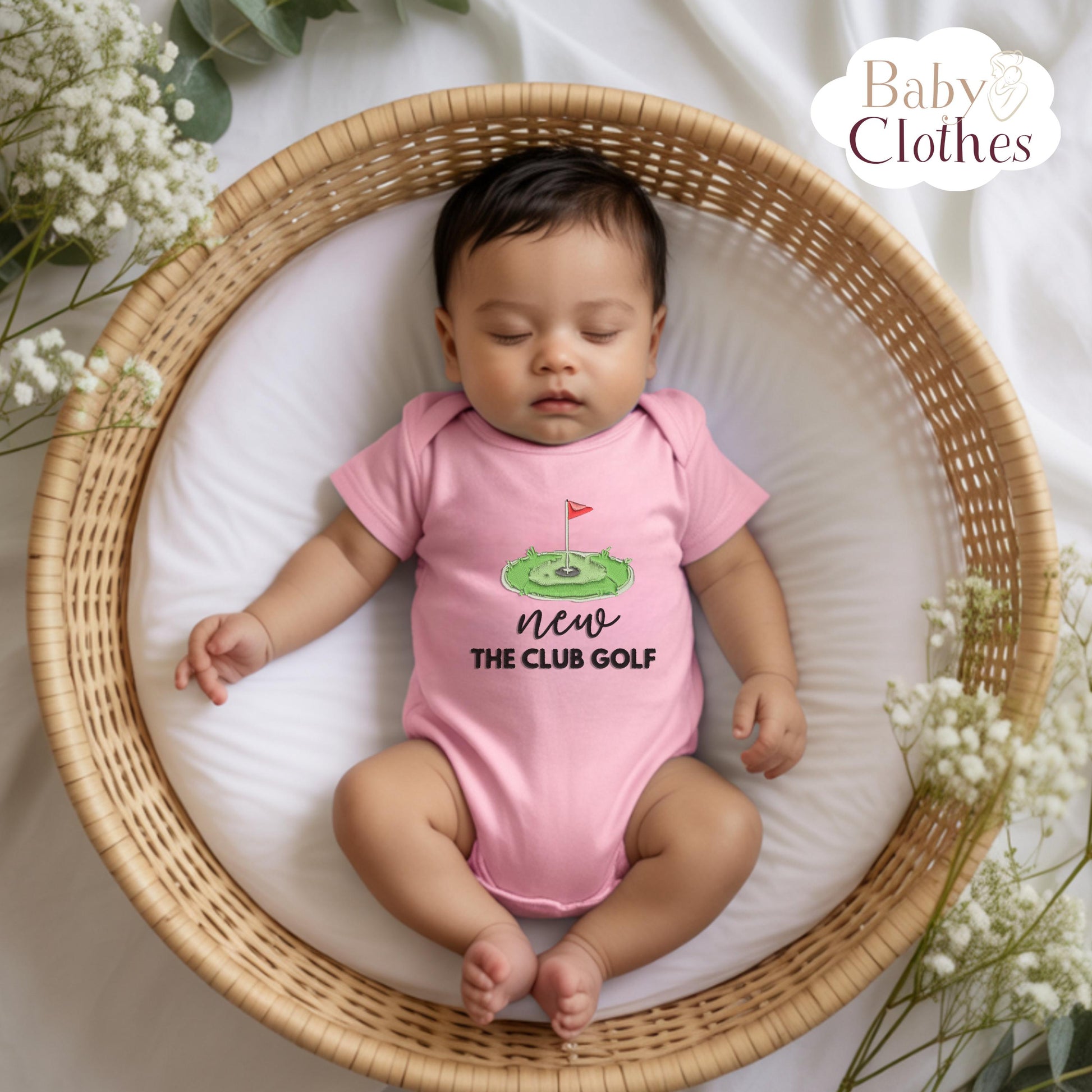 Embroidered New To The Club Golf Baby Onesie, Pregnancy Announcement Bodysuit, Daddy Golfing Buddy Newborn Outfit