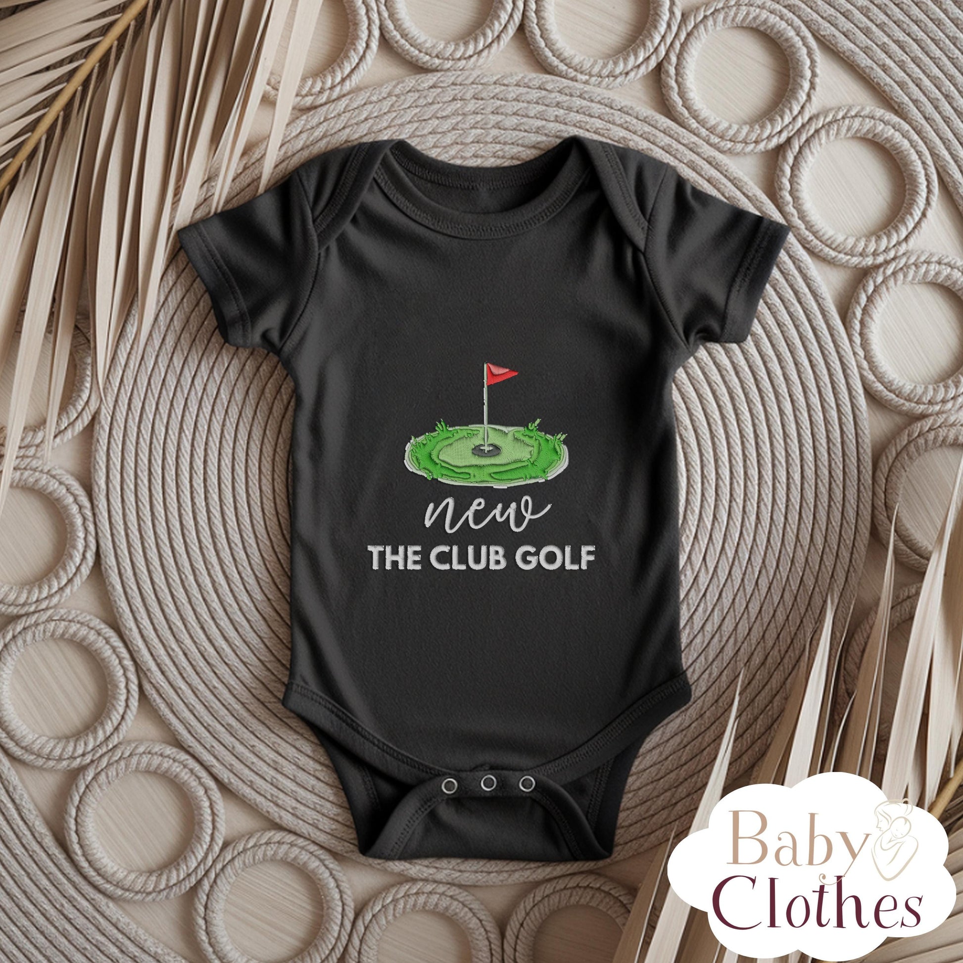 Embroidered New To The Club Golf Baby Onesie, Pregnancy Announcement Bodysuit, Daddy Golfing Buddy Newborn Outfit
