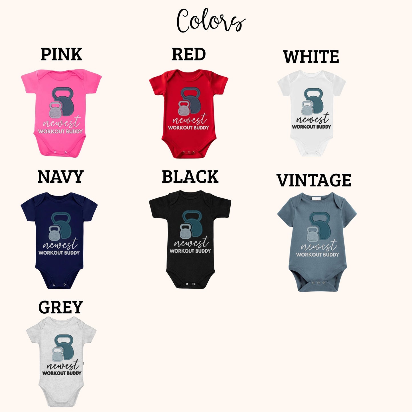 Embroidered Newest Workout Buddy Baby Onesie, Fitness Pregnancy Announcement Bodysuit, Daddy Gym Partner Newborn Gift