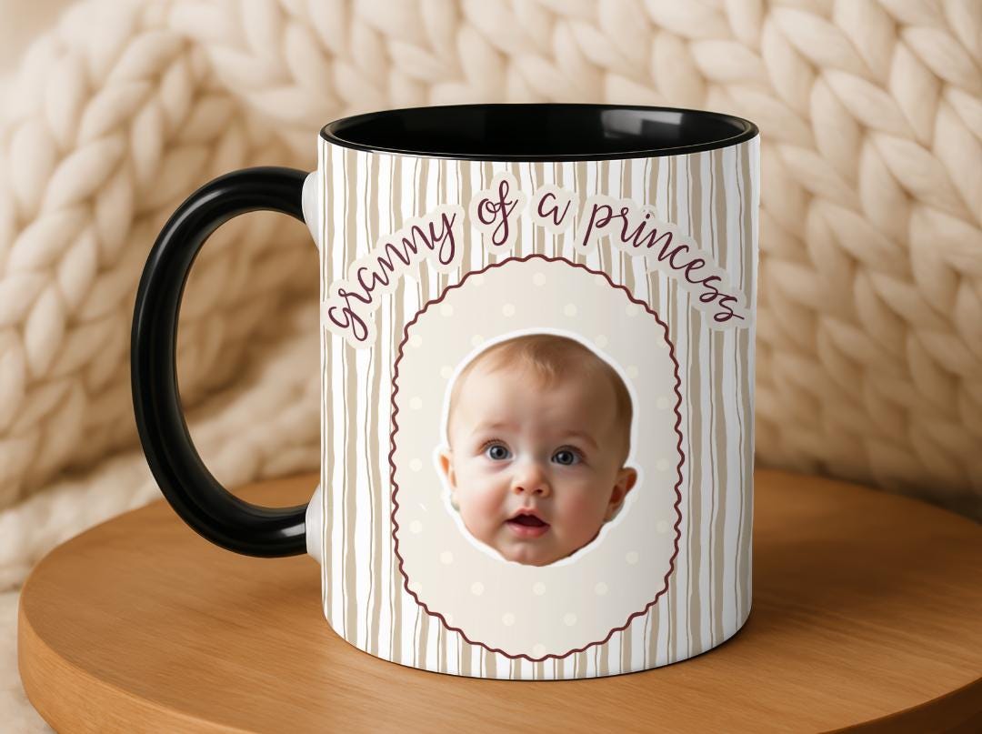 Granny of a Princess Custom Baby Face Mug| Personalized Gift for Grandma| Cute Photo Mug for Nana| Grandparent Coffee Cup