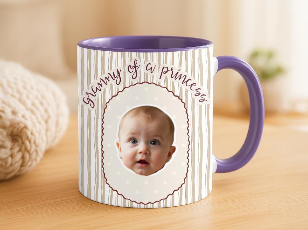 Granny of a Princess Custom Baby Face Mug| Personalized Gift for Grandma| Cute Photo Mug for Nana| Grandparent Coffee Cup